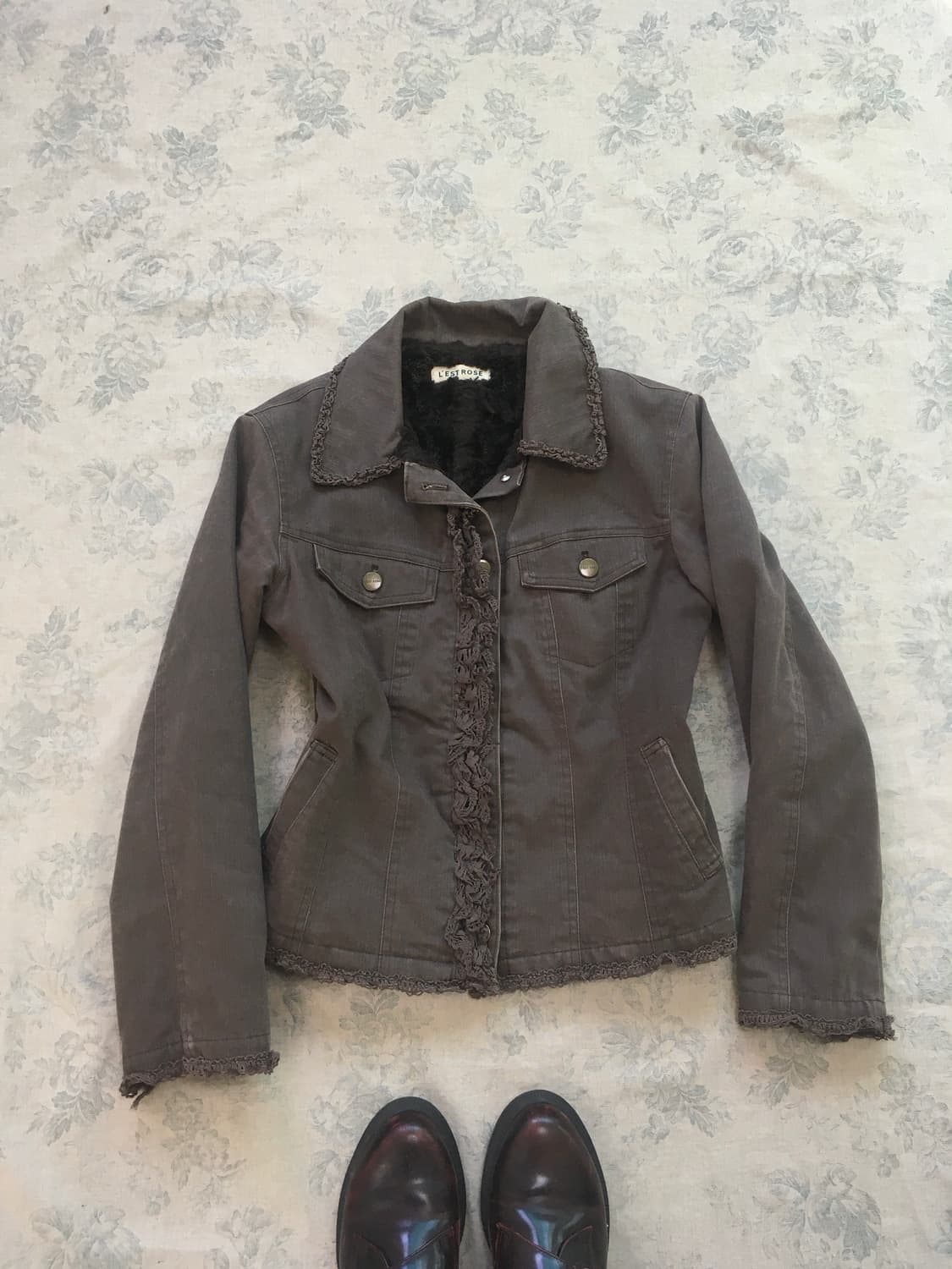 레스트로즈 브라운 프릴 레이스 퍼 자켓 상품이미지6