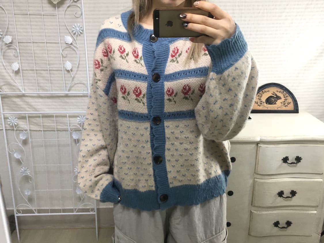 빈티지 플라워 패턴 가디건 상품이미지2