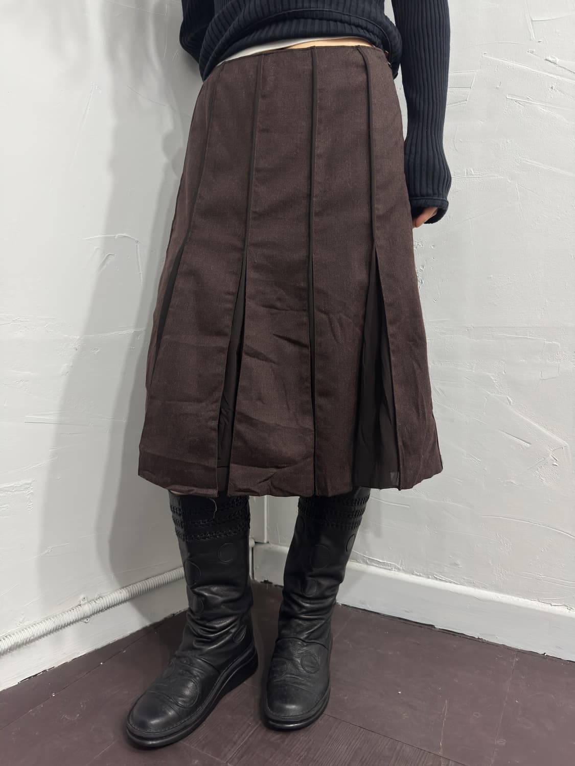 brown design midi skirt 상품이미지3