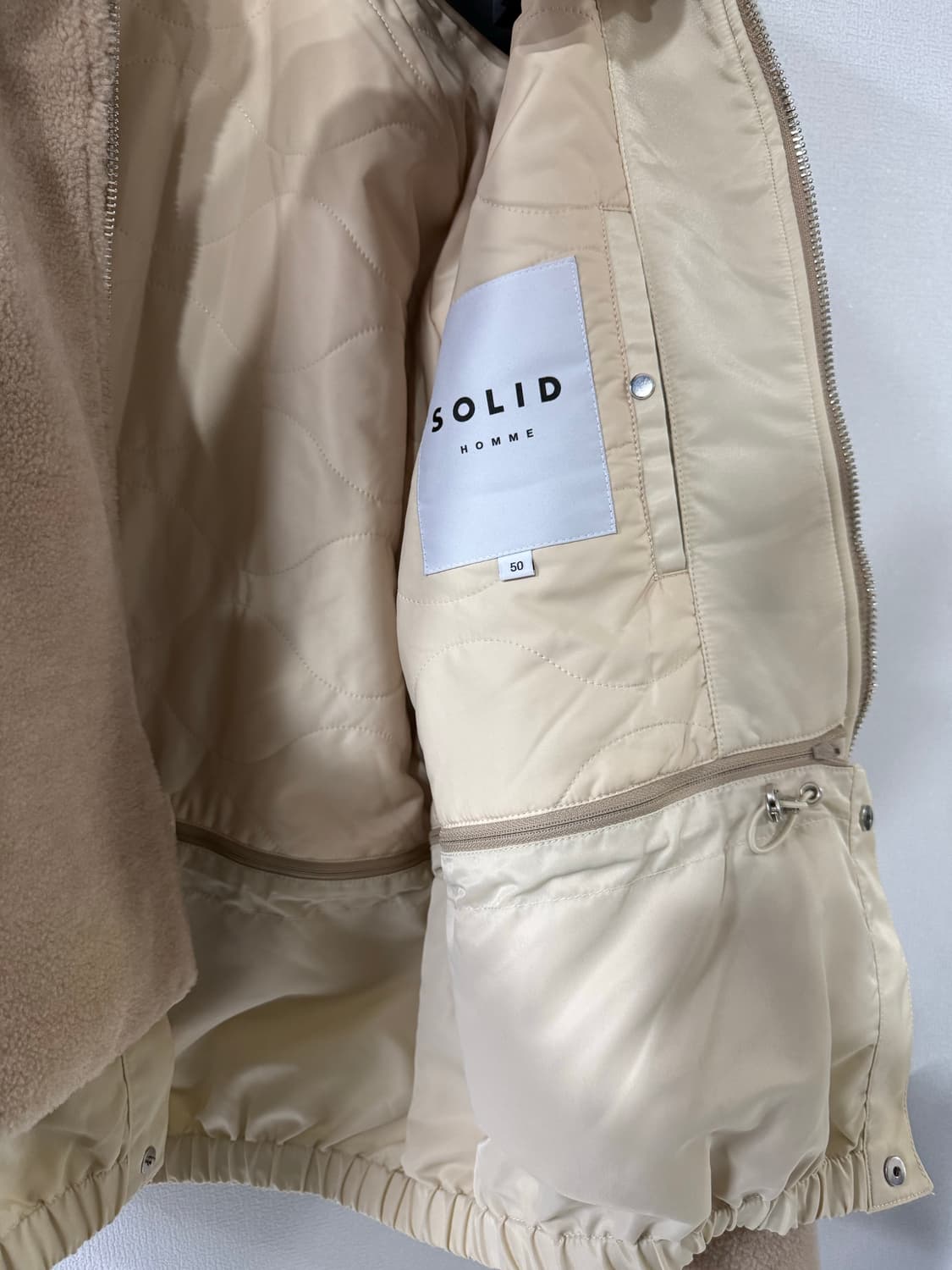 [50] 솔리드옴므 플리스 쉘파카 자켓 아이보리 상품이미지5