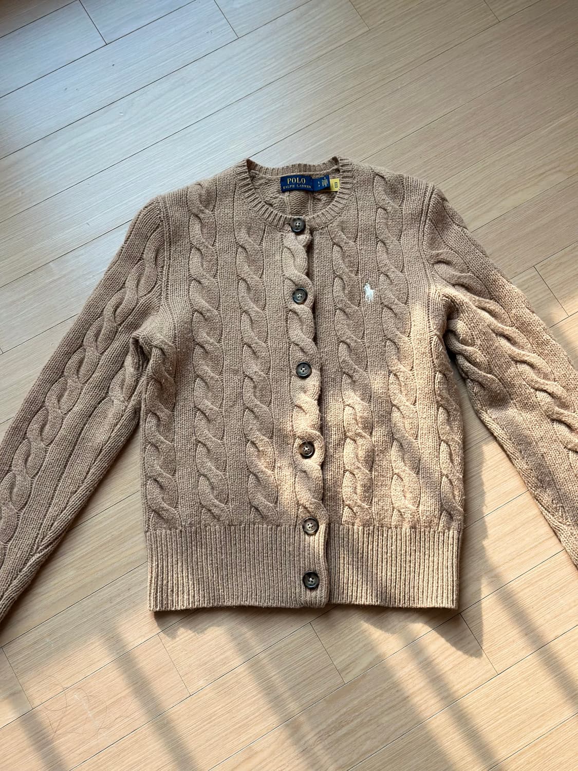 폴로 울 블렌드 수지 가디건 카멜 S 상품이미지5