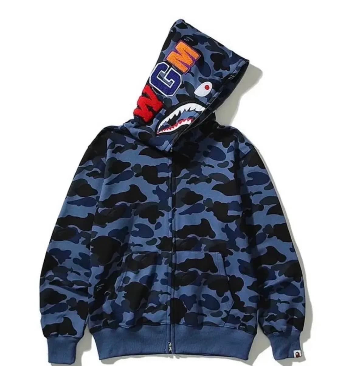 Bape  블루 카모 샤크 후드 2xl 상품이미지1