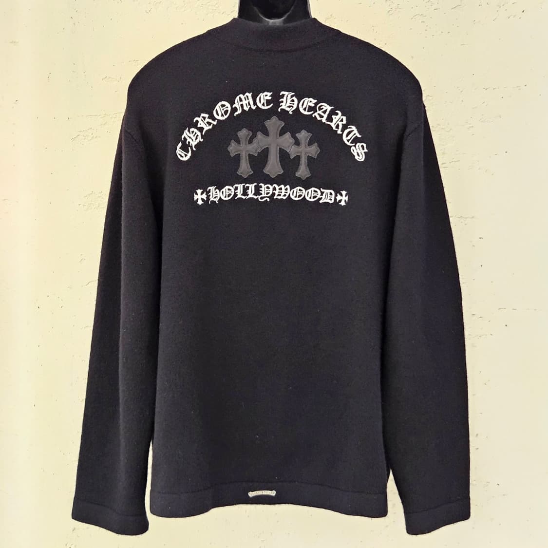 [XL] 크롬하츠 캐시미어 레더패치 가디건 블랙 B1213C154 상품이미지4