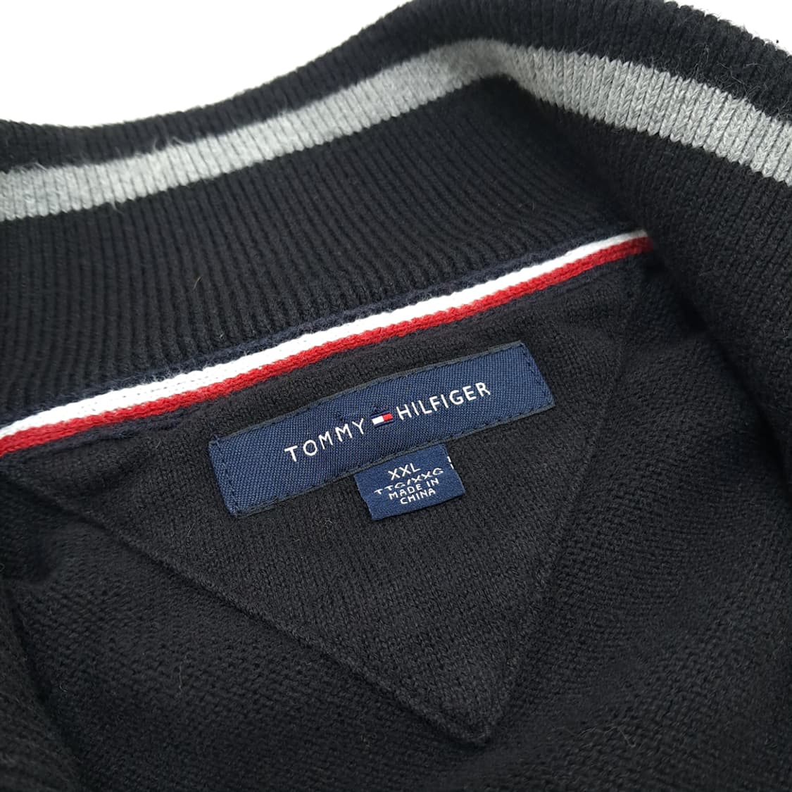 CN707 2XL 타미힐피거 블랙 하프집업 니트 스웨터 상품이미지4