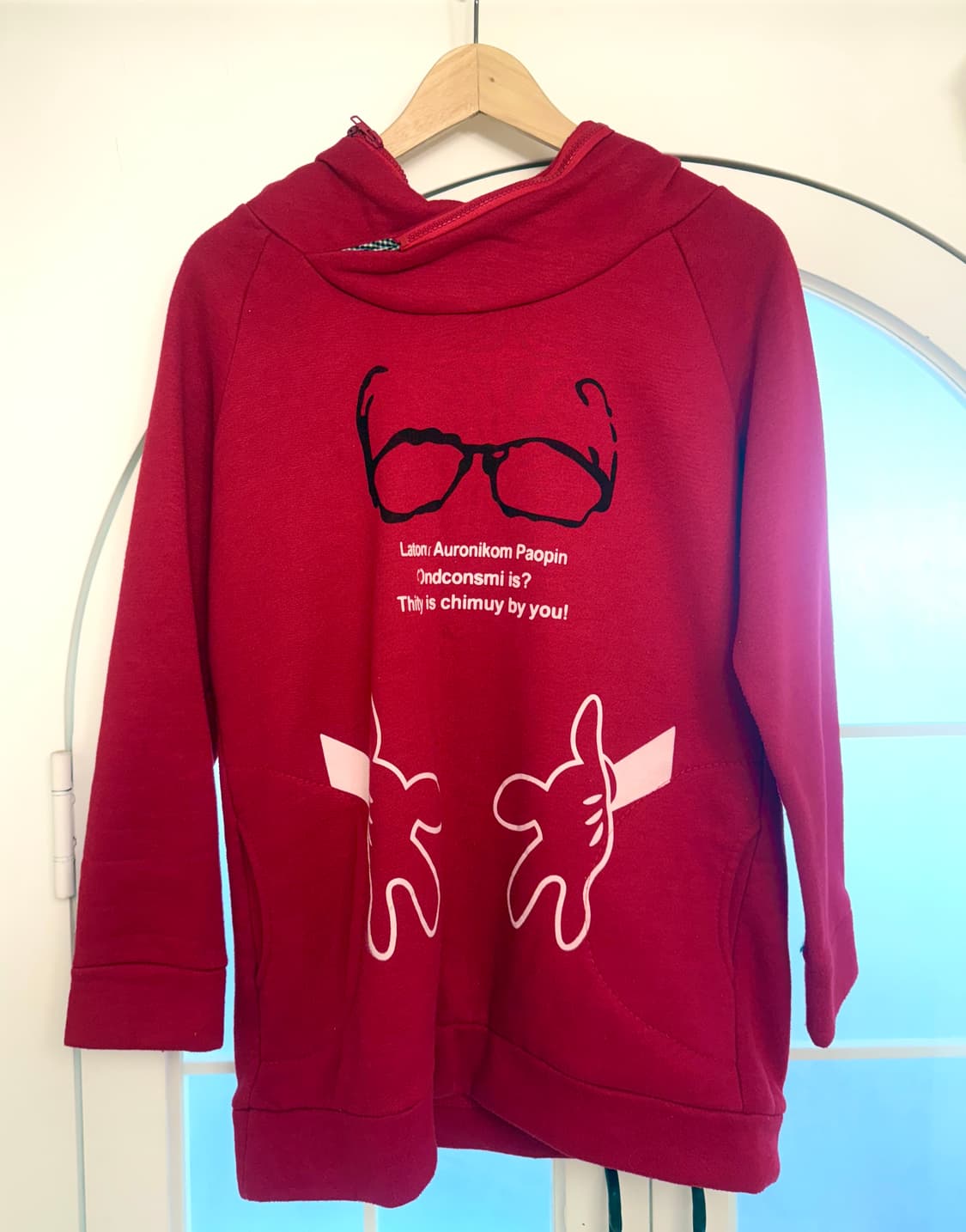 빈티지 레드 레터링 후드티 상품이미지3