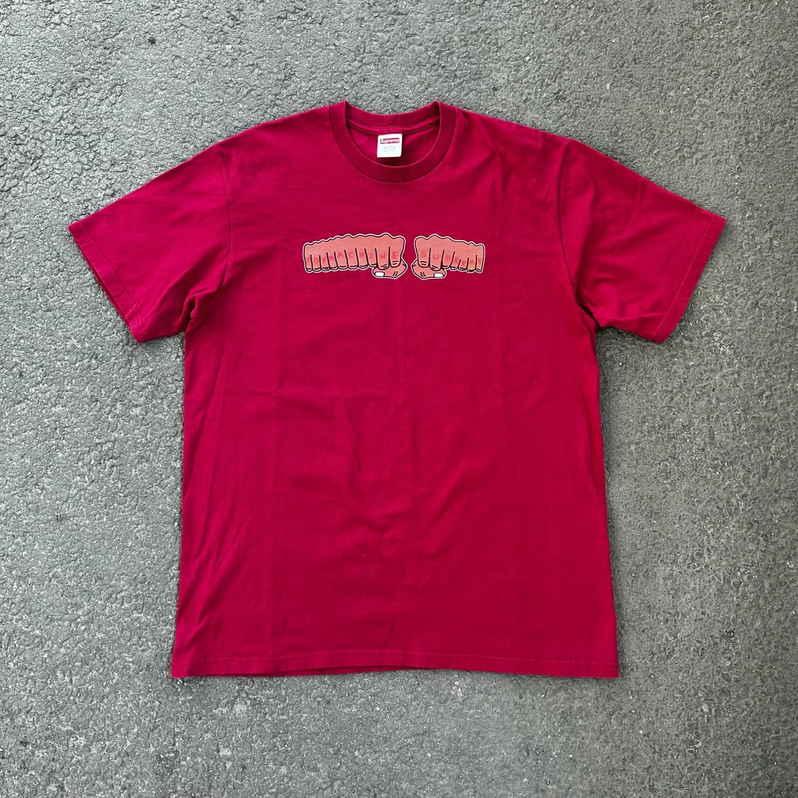 슈프림 x 토이머신 피스트 티셔츠 버건디 L   상품이미지1