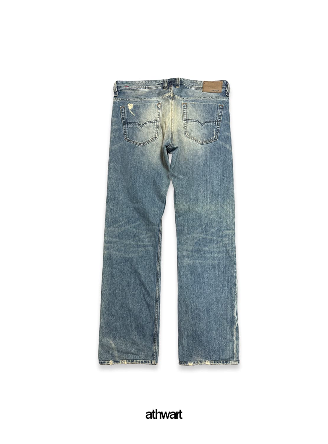 디젤(DIESEL italy) 미드블루 샌드워시드 스트레이트 데님 팬츠 상품이미지2