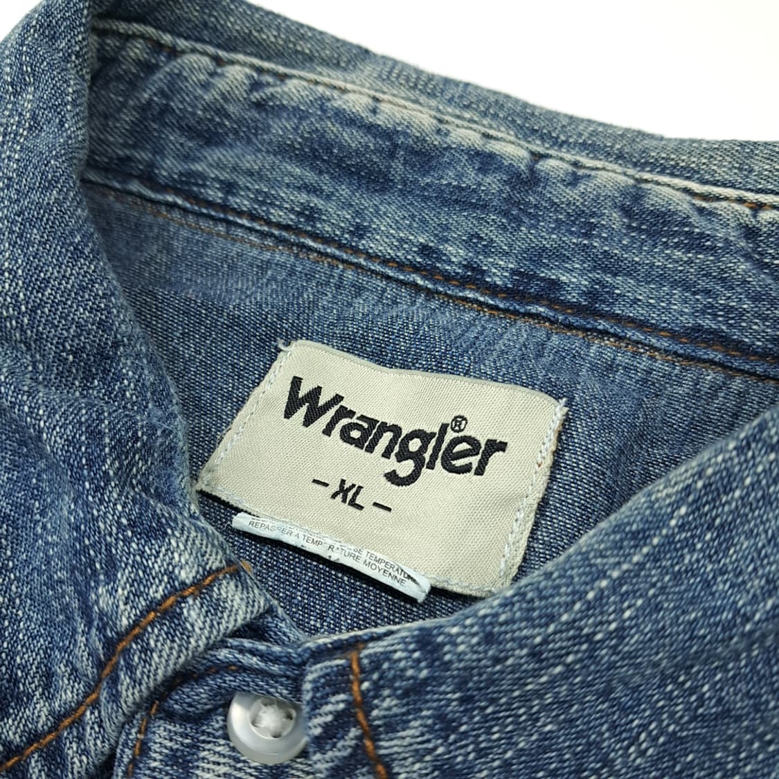 CL692 XL 랭글러 90s 코튼 웨스턴 미디엄블루 데님셔츠 남방 상품이미지3