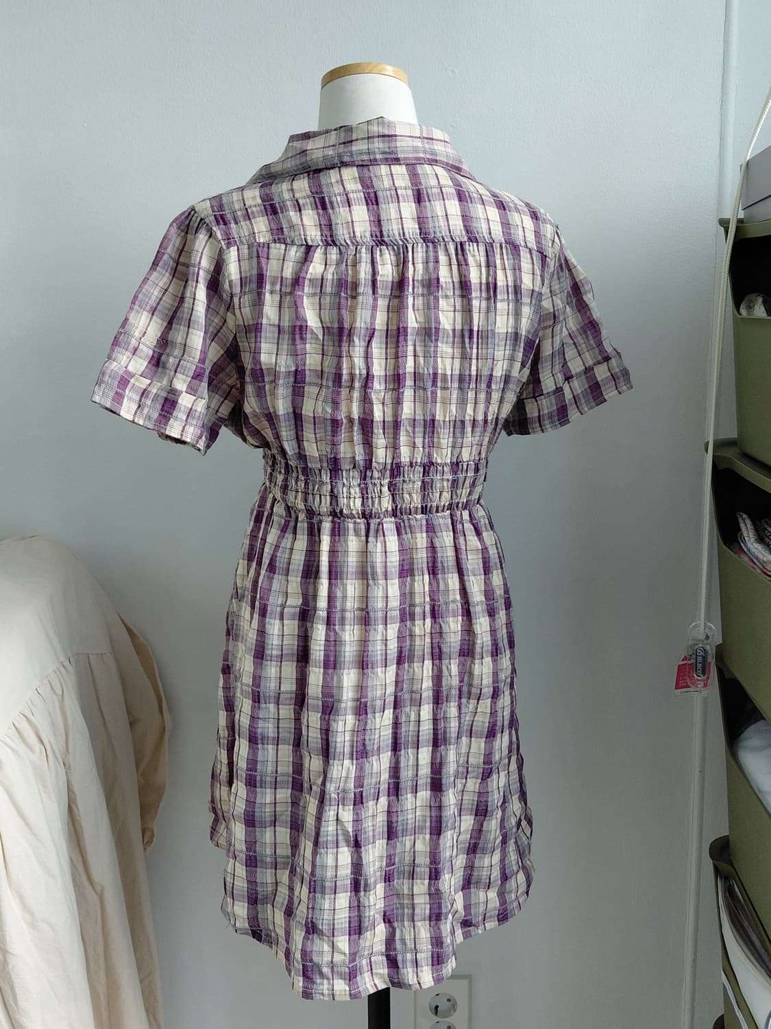 [일본빈티지] 체크무늬 반팔 셔츠 원피스 상품이미지3