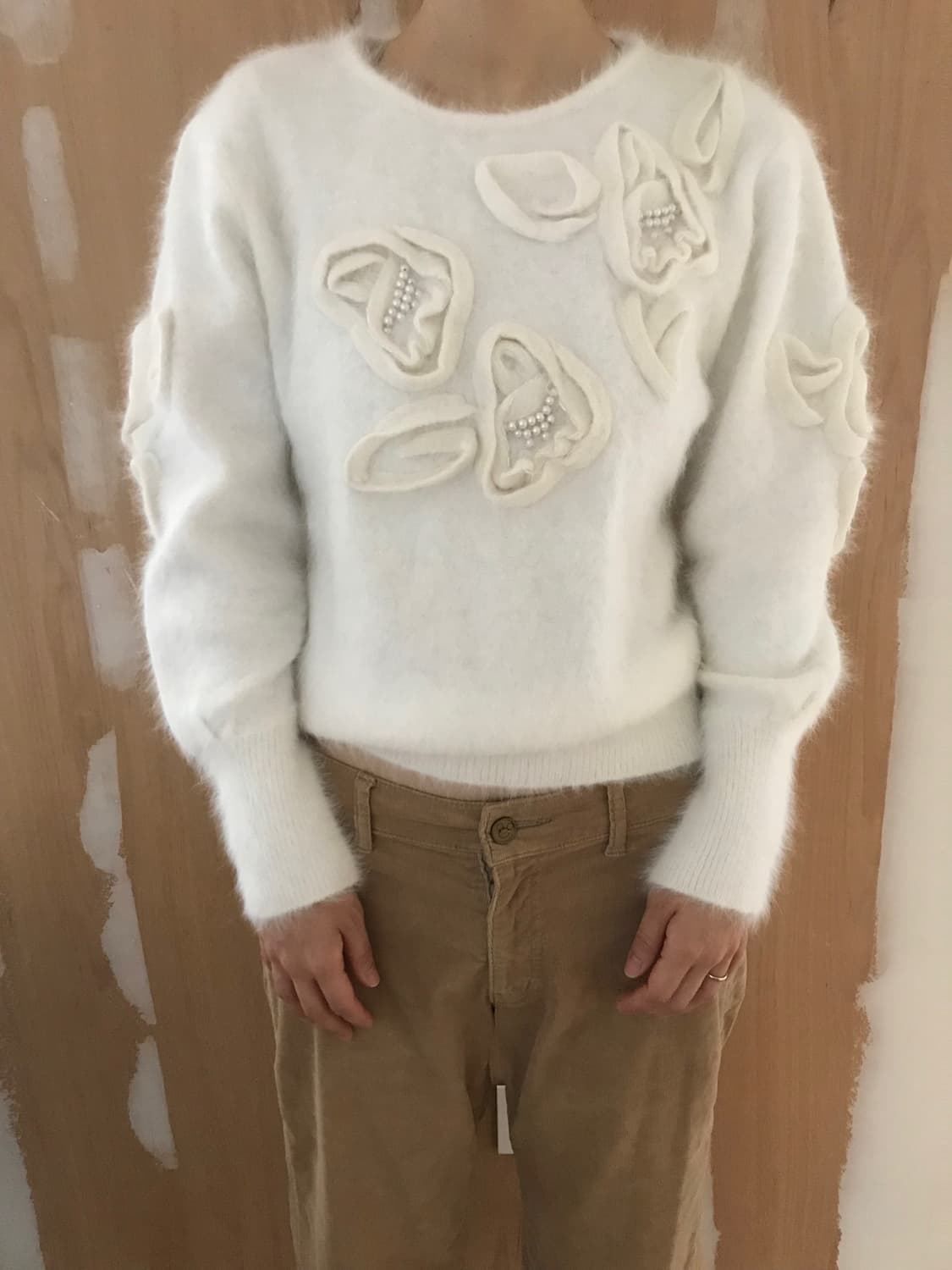 vintage pattern white knit 상품이미지4