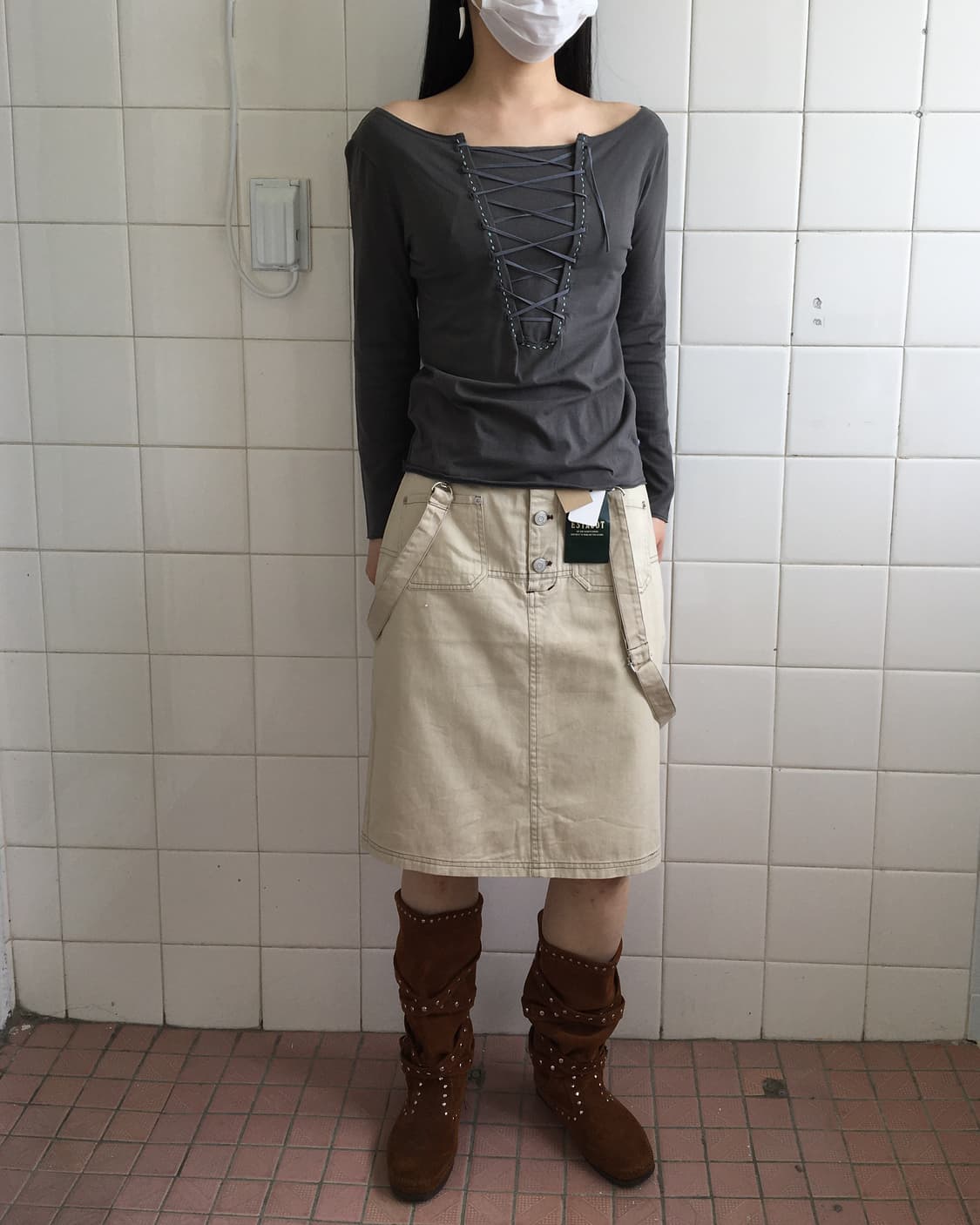 Lace up point sleeve 상품이미지1