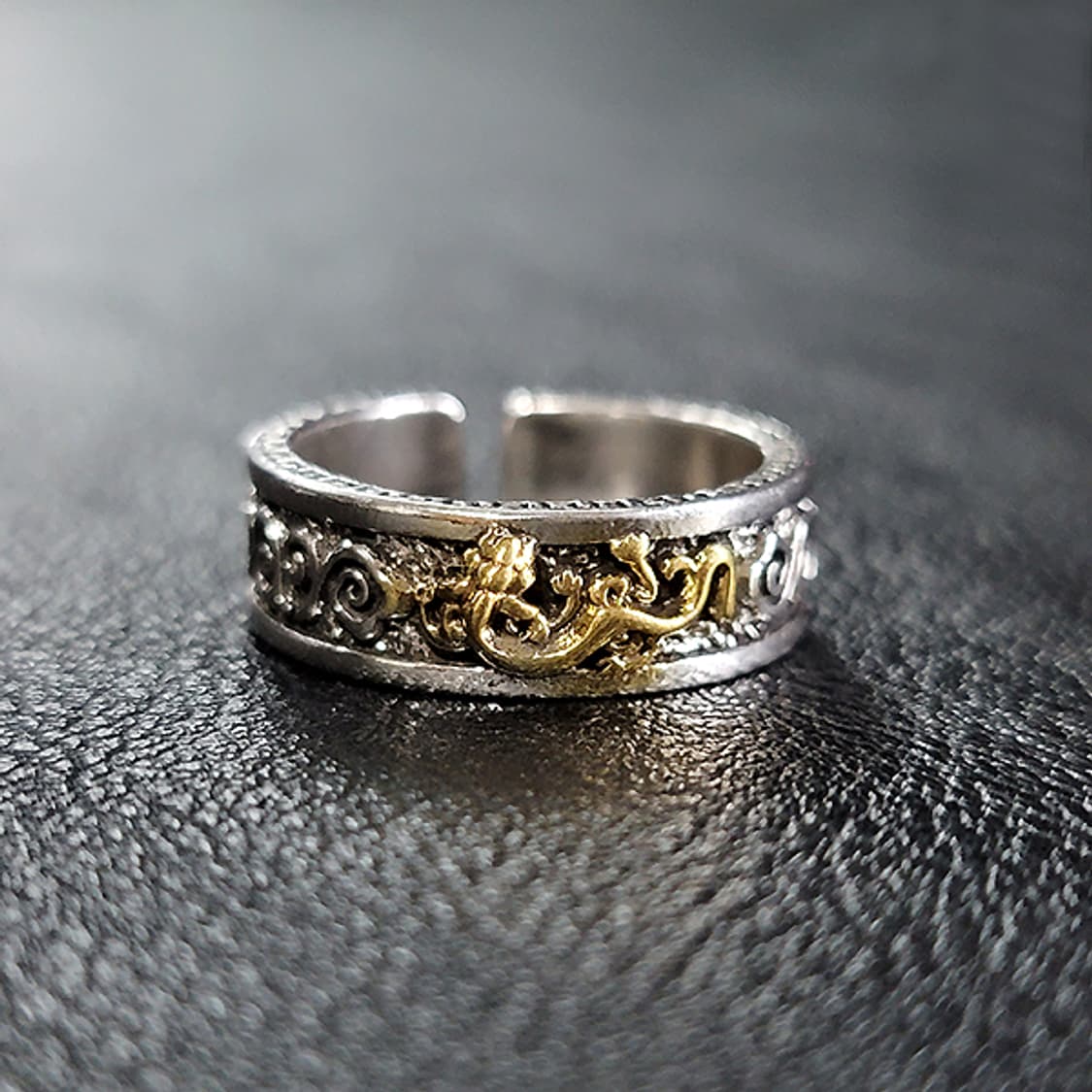 Gildrak 백동 남자 엔틱 빈티지 명품 회오리 용 드래곤 반지 상품이미지1