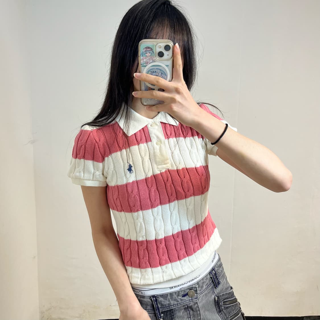 Polo cable stripe collar knit 상품이미지2
