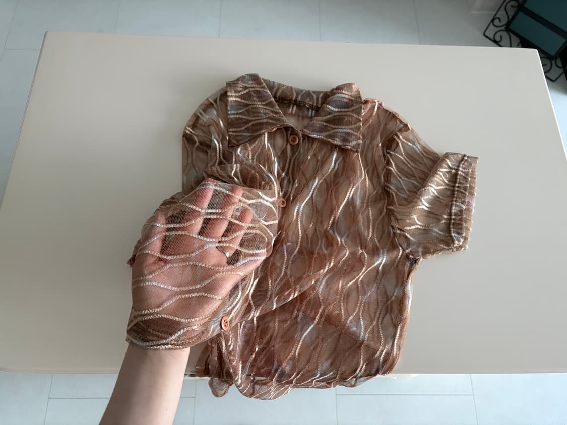 vintage wave pattern mesh shirt 상품이미지2