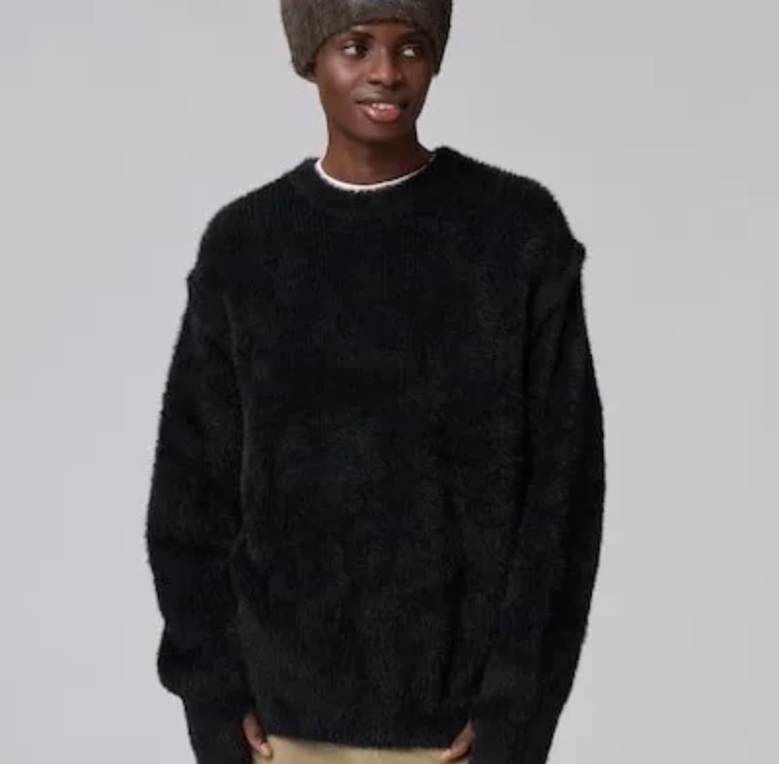 Gu 언더커버 샤기 크루넥 니트 스웨터 블랙 / L 상품이미지1