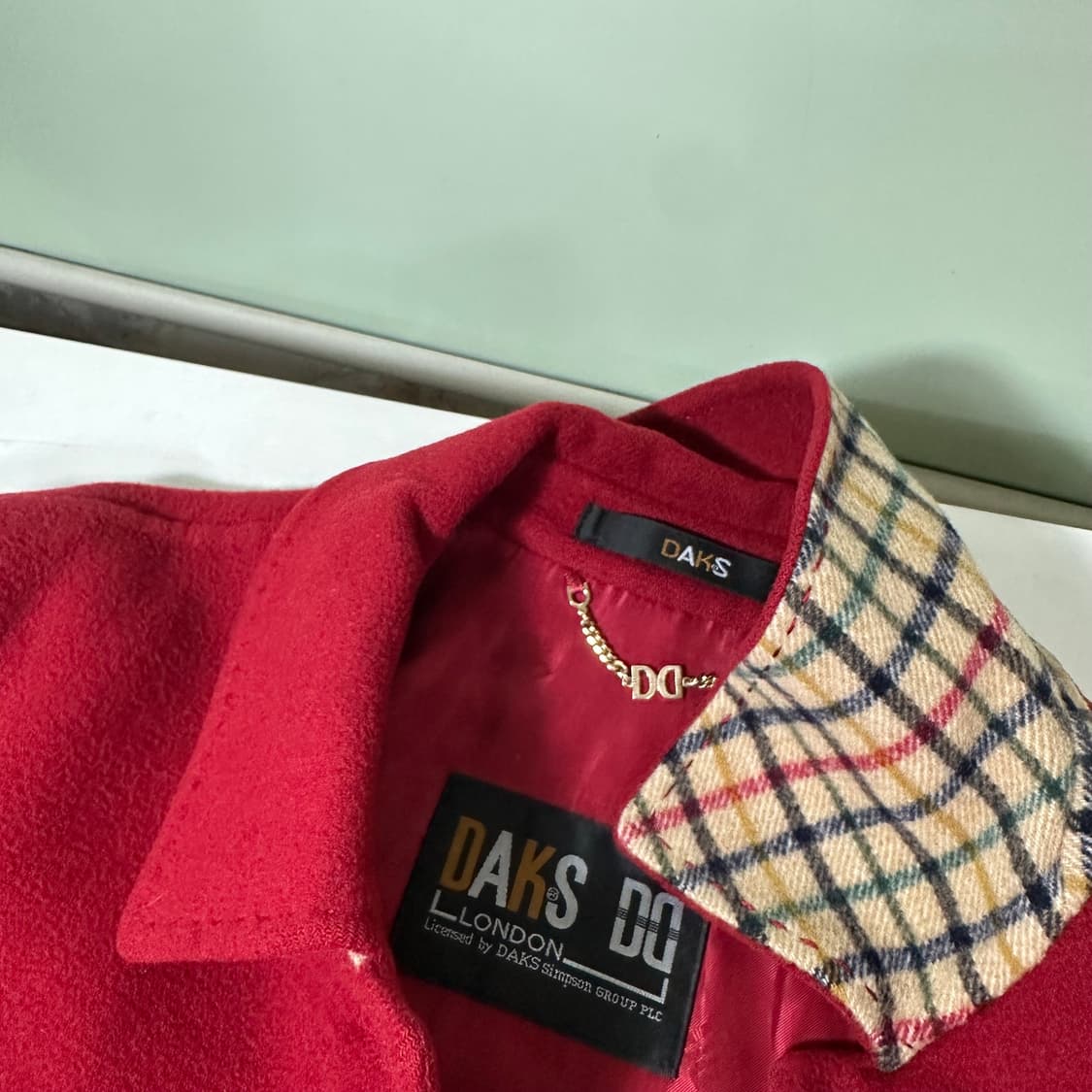 우먼M 닥스 우먼 레드 체크배색 핸드메이트 울자켓 상품이미지4