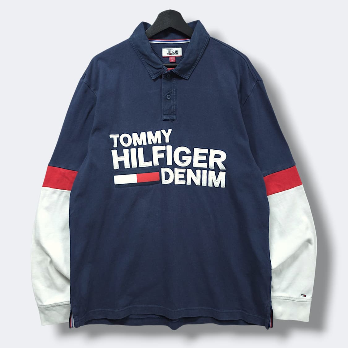 [L] 타미힐피거 컬러블럭 긴팔 럭비  PK 긴팔 카라티셔츠 상품이미지1