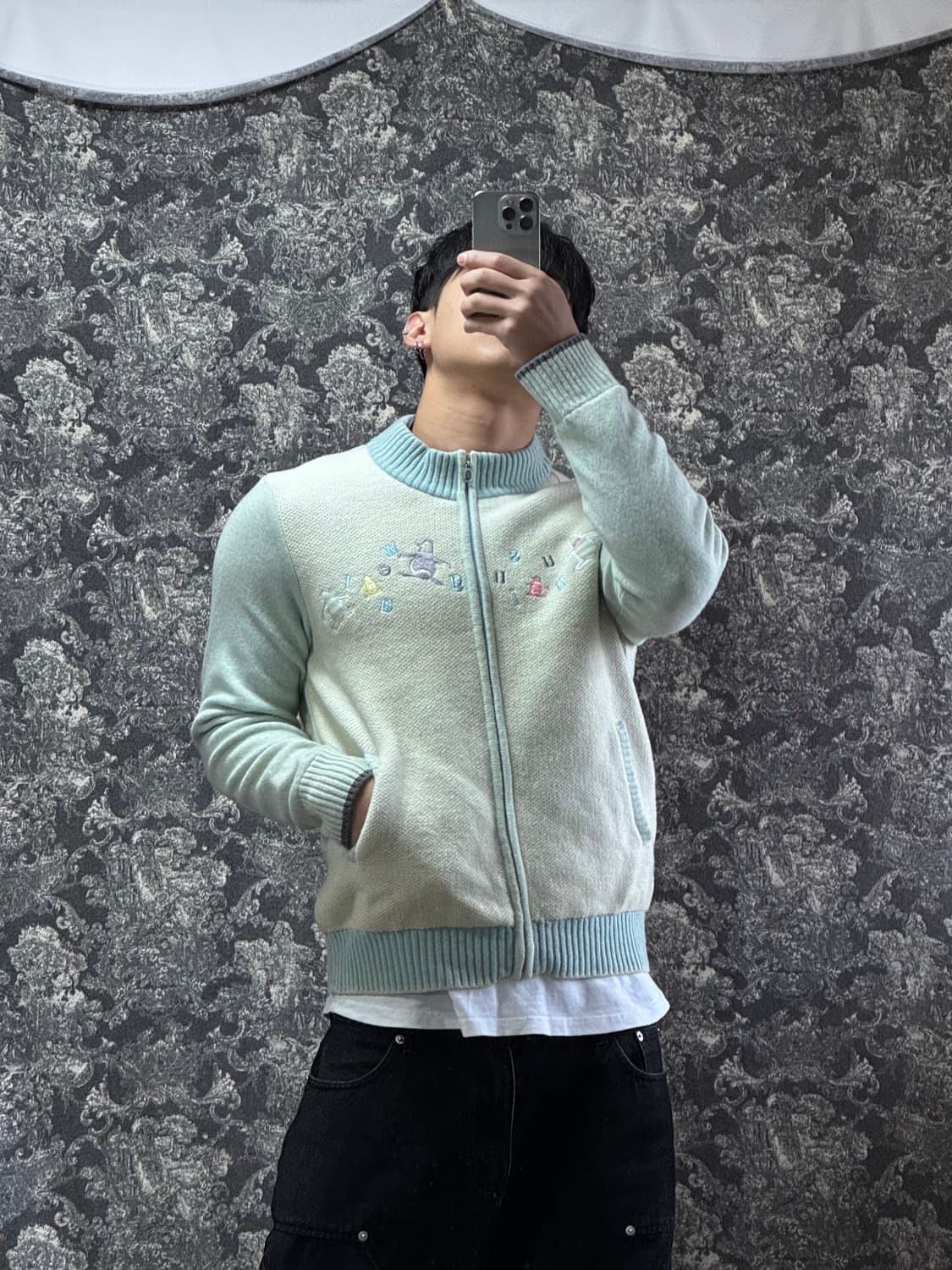 munsingwear 먼싱웨어 자수 니트 집업 상품이미지1