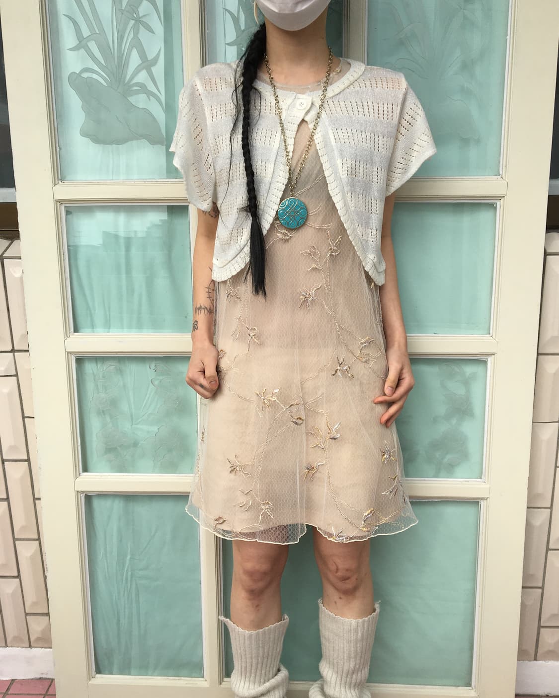 Glitter stripe pattern crochet cardigan 상품이미지1