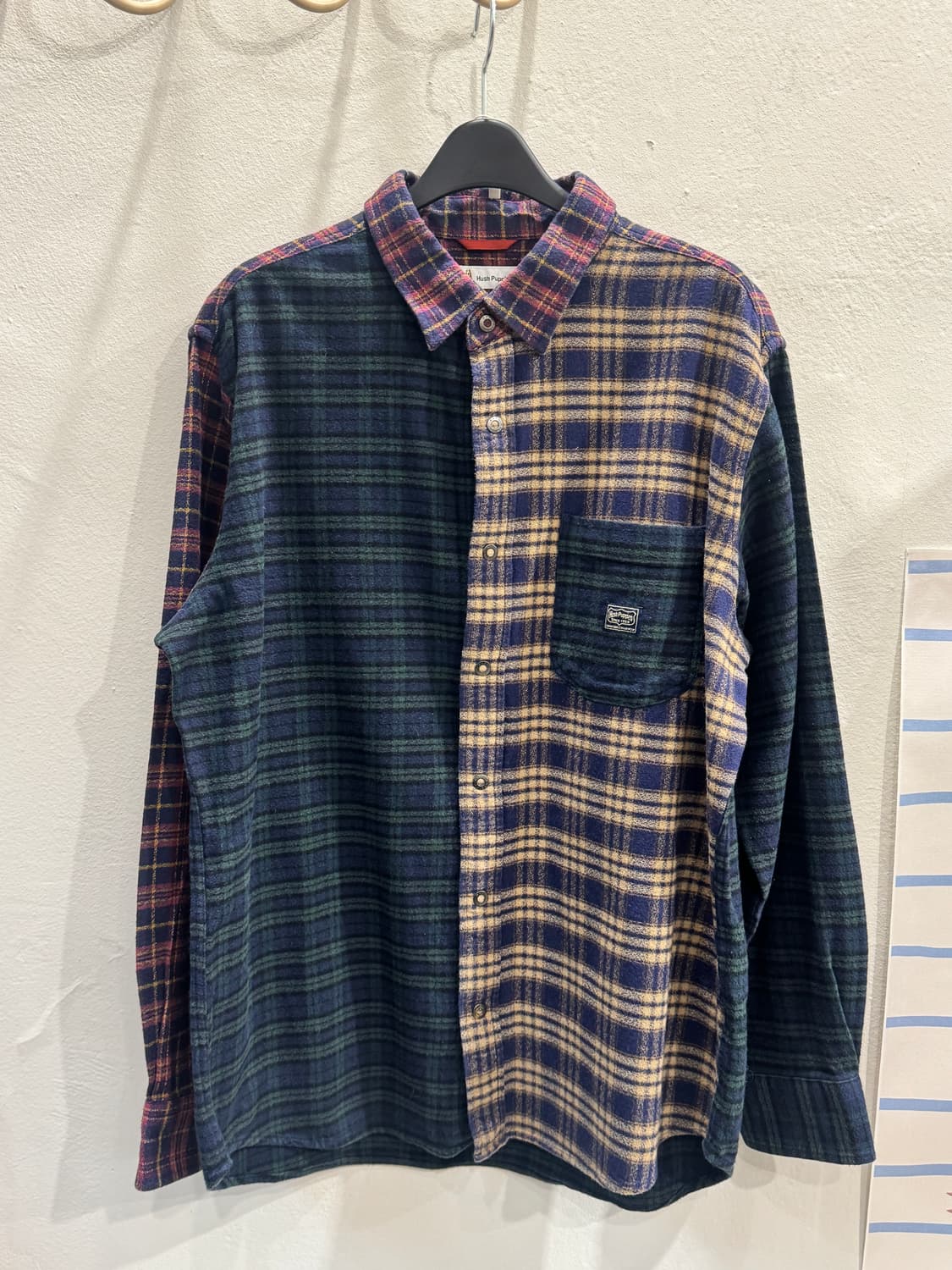 japan hush puppies 배색체크 셔츠 상품이미지1