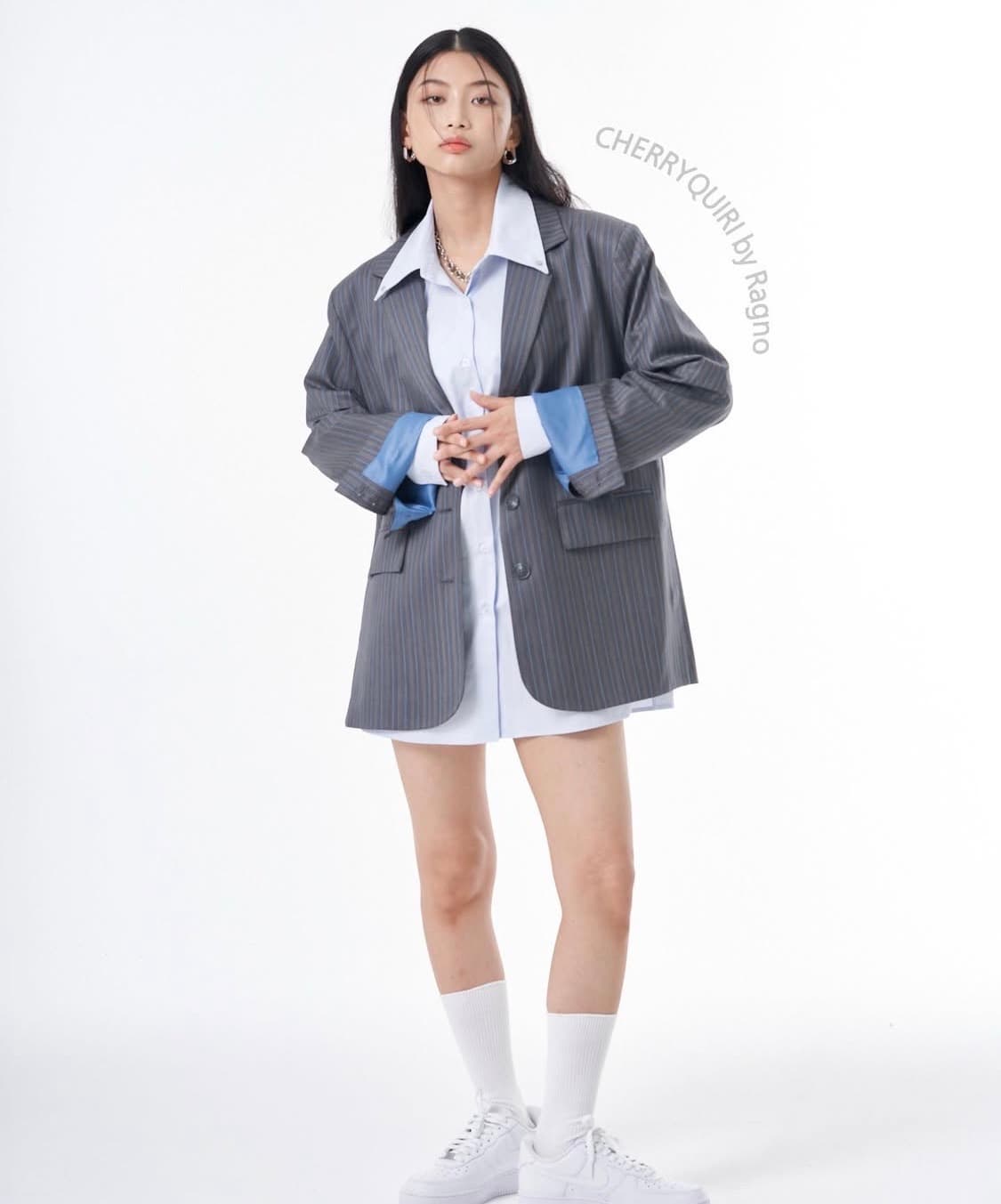 라뇨 체리퀴리 오버핏 스트라이프 블레이저 자켓 상품이미지1