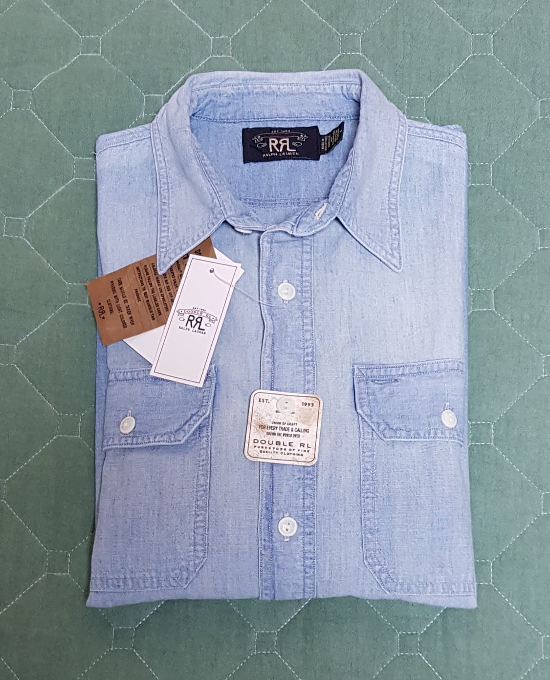 [새상품/M] RRL 인디고 샴브레이 워크셔츠 팝니다. 상품이미지1
