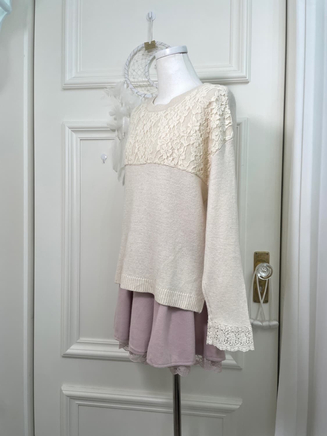 SM2 ivory lace trim sweater(size-F) 상품이미지2