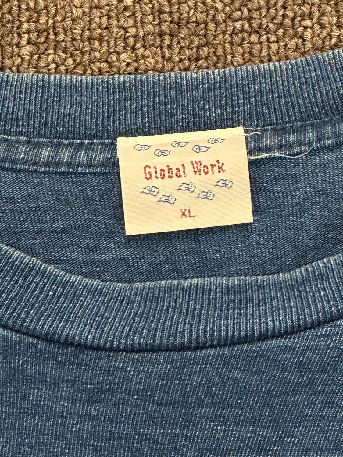 XL)글로벌 워크 빈티지 자수 디테일 프린팅 블루 롱슬리브 상품이미지4