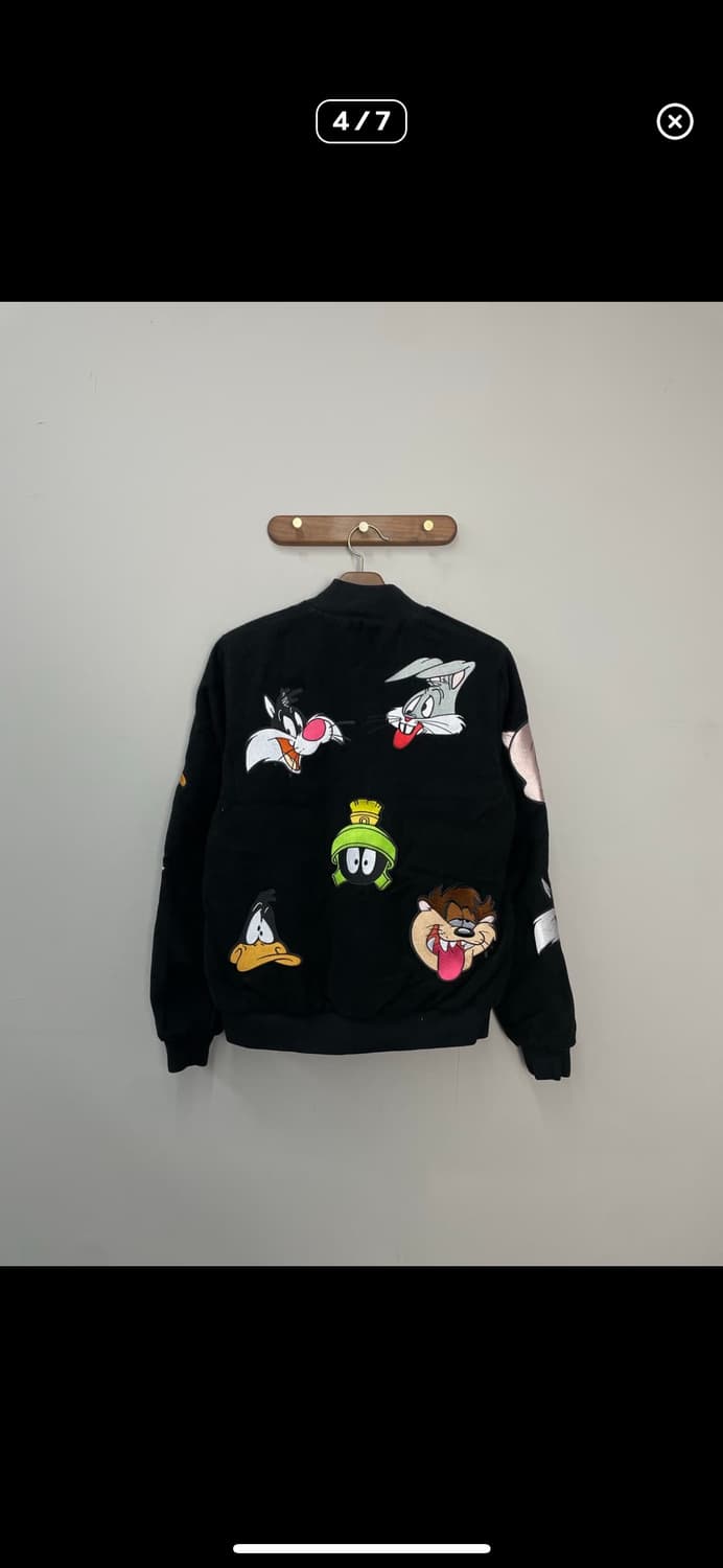 빈티지 루니툰 자수 블랙 바시티자켓 A3678 상품이미지4