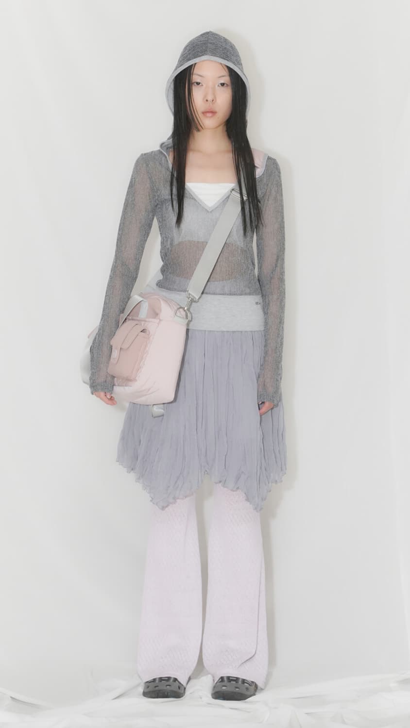 Eyelet Boot-cut Pants (White Pink) 상품이미지7