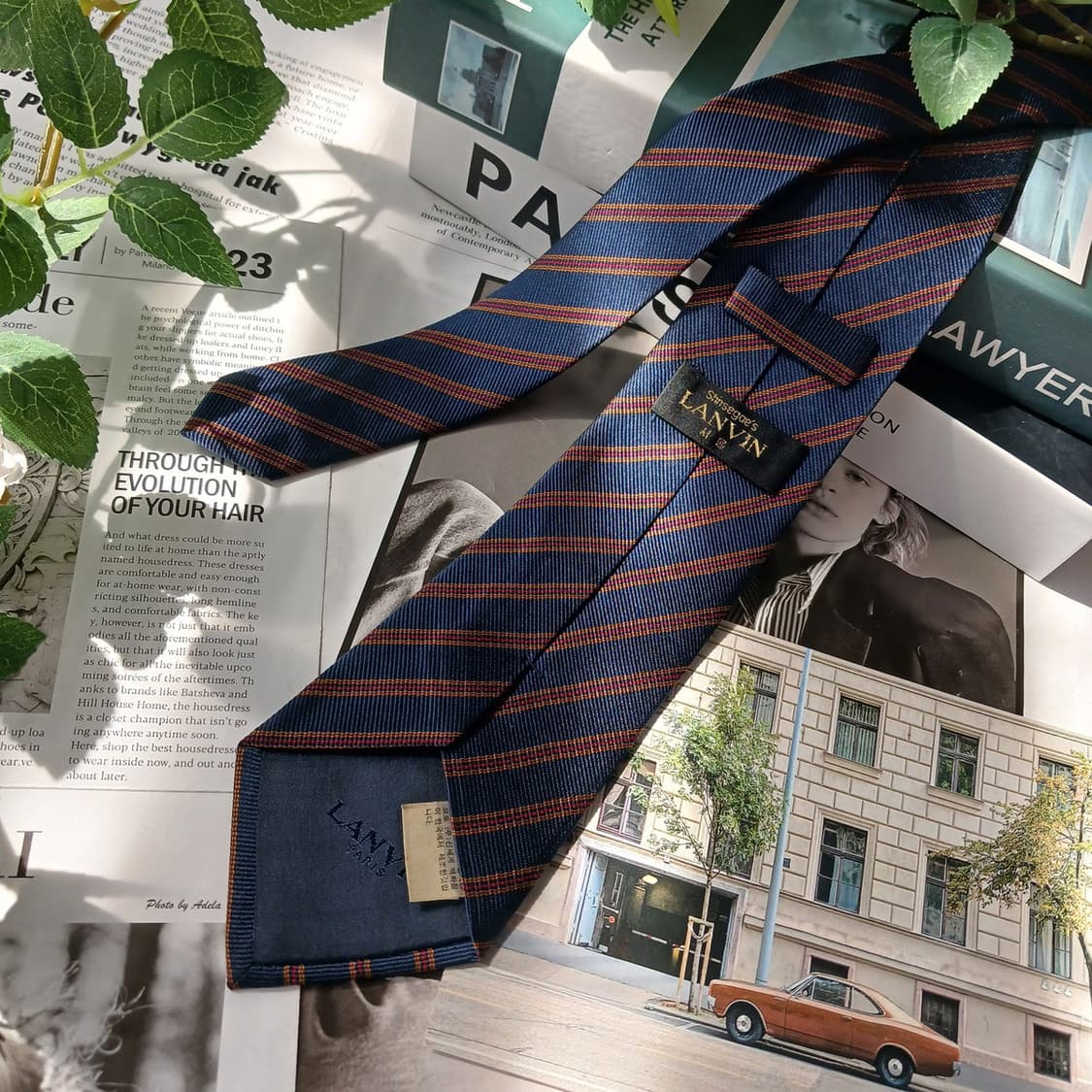 LANVIN 랑방 실크 네이비 스트라이프 넥타이 8cm A등급 E909
 상품이미지5