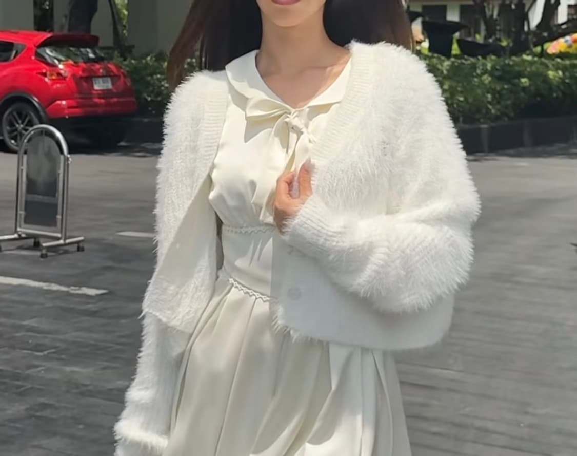 클리시어 클래식 슈가플럼 헤어리 가디건 화이트 상품이미지2