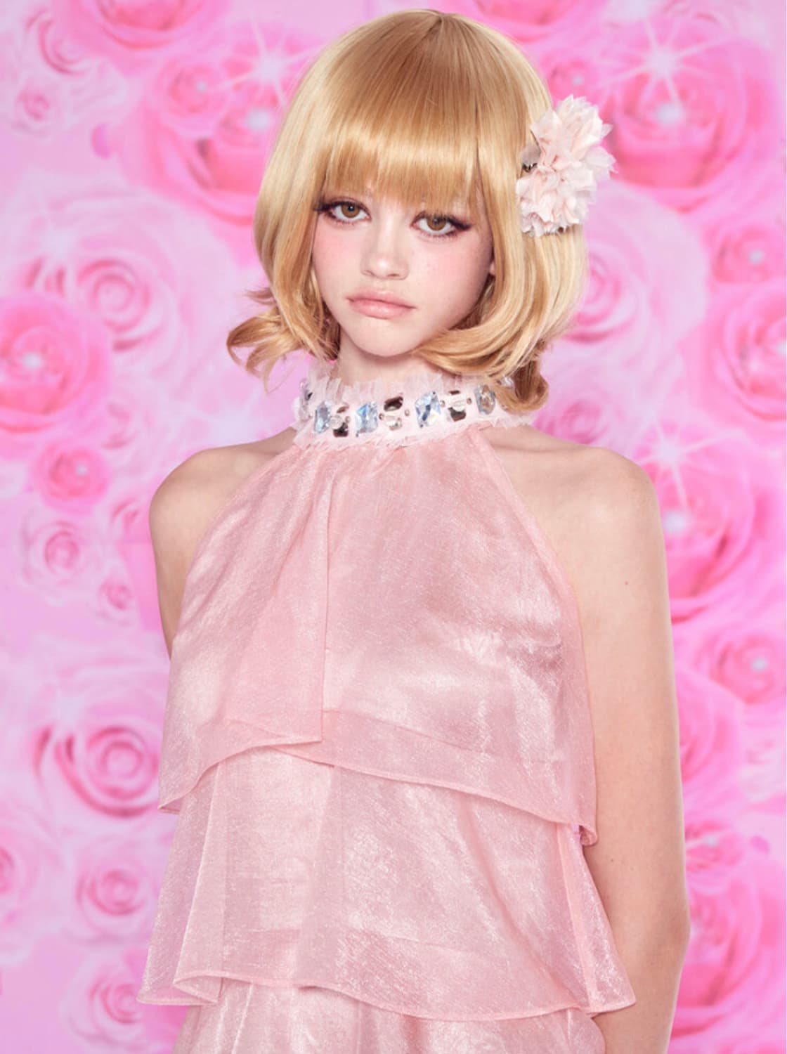 새상품) 베이비메탈클럽 블러쉬 돌 블라우스 베메클 갸루 상품이미지1