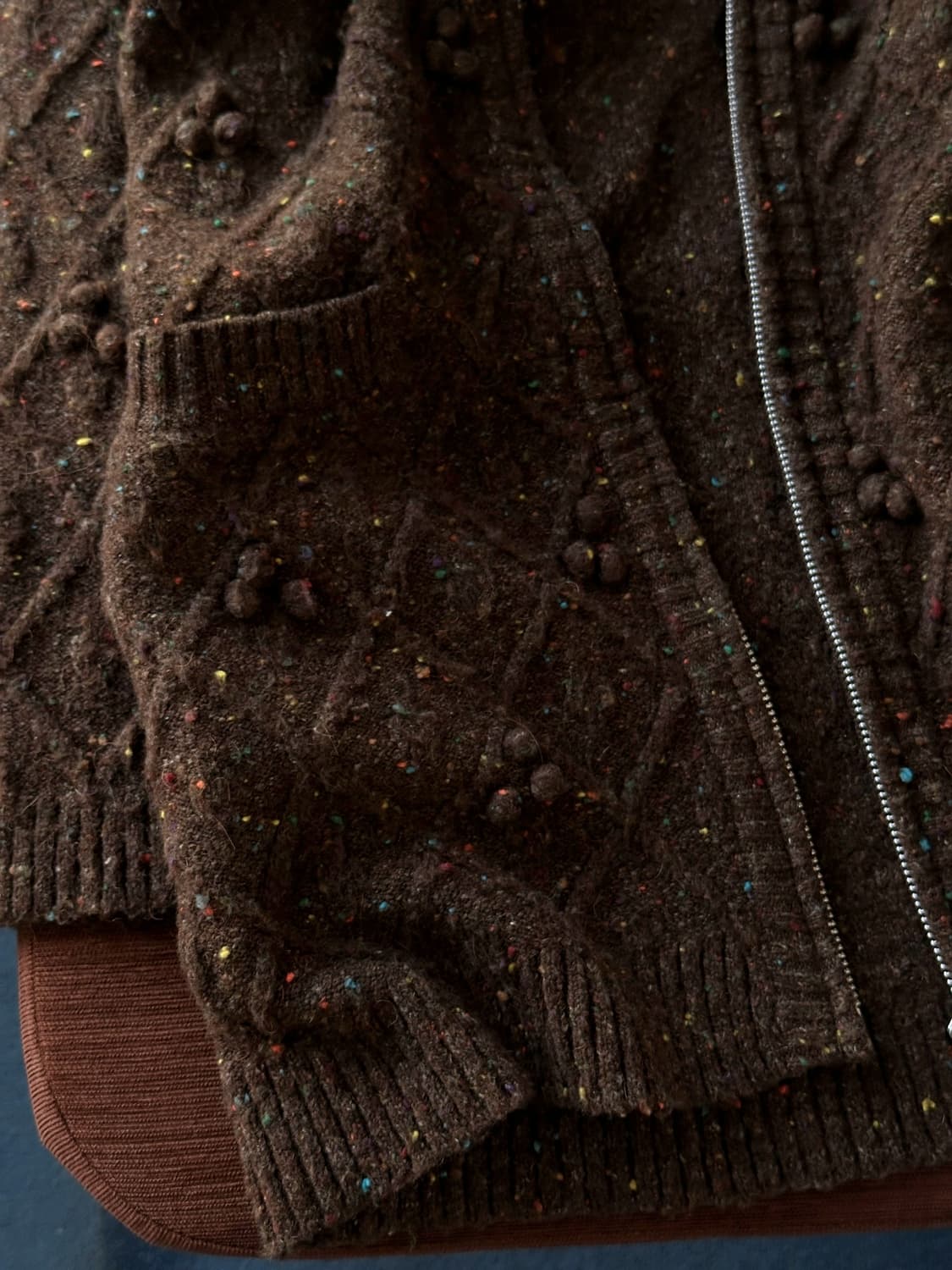 Design patterned hooded long knit jacket 상품이미지4