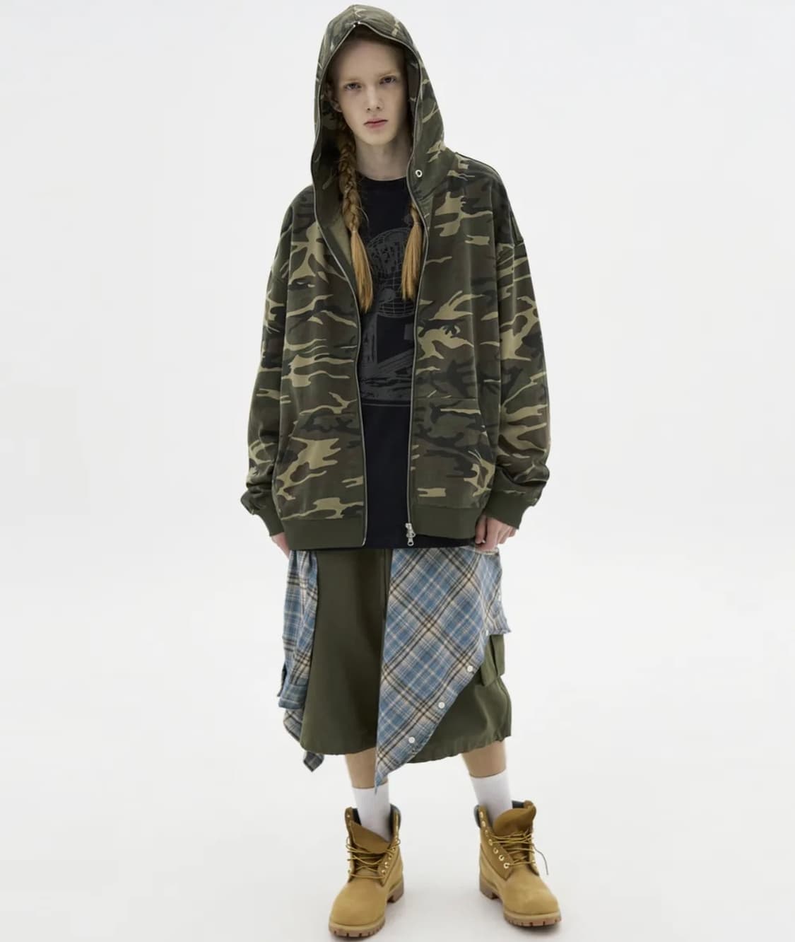 자이언트핏 솔리드 후드집업 (카모베이지) 상품이미지3