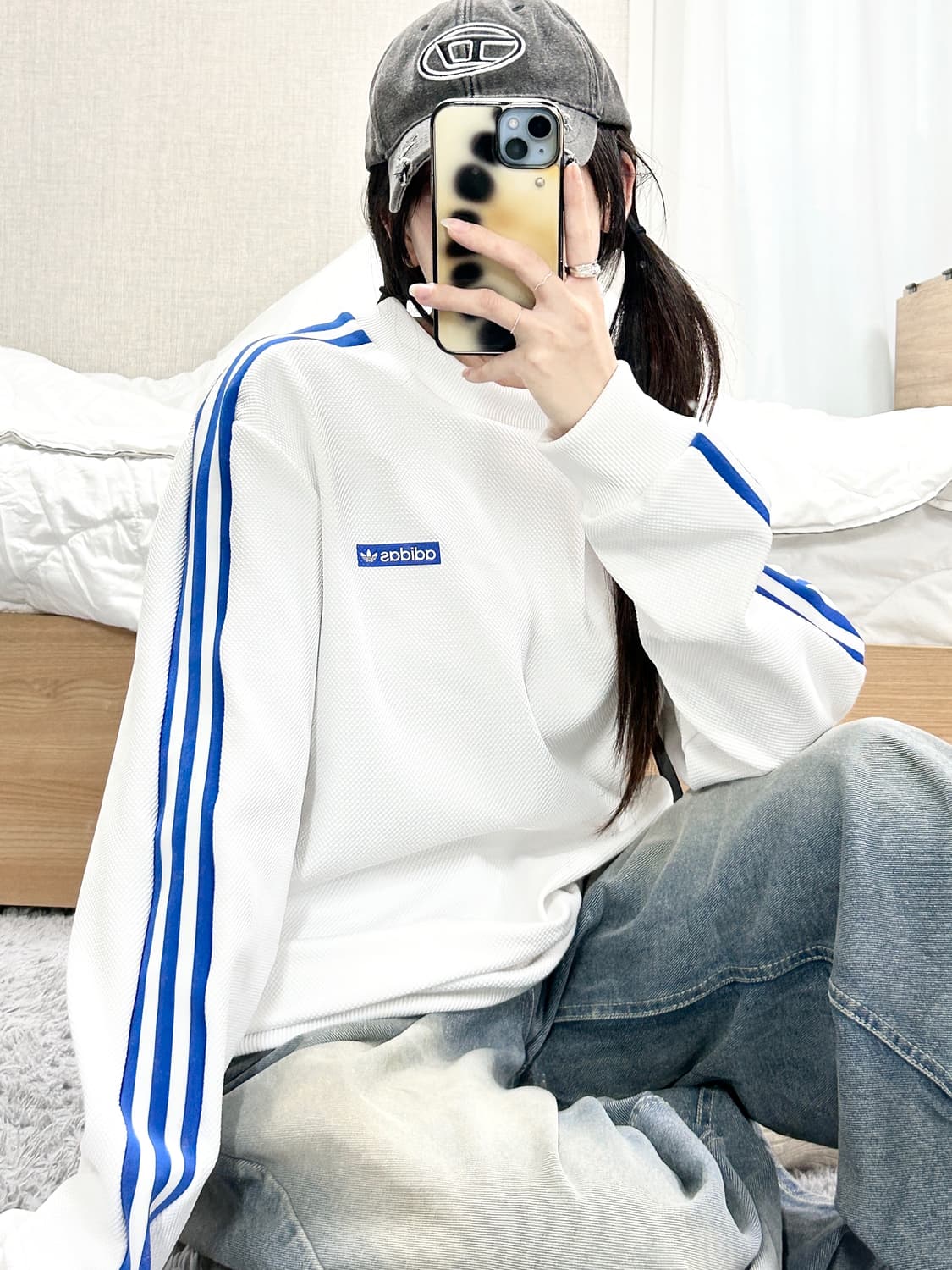 아디다스 JAPAN 포카리 삼선 와플 맨투맨 상품이미지1