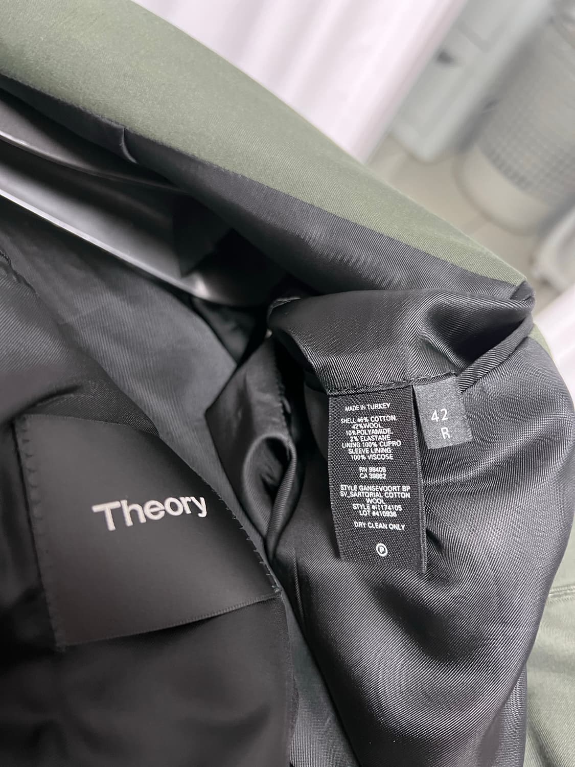 Theory 띠어리 다크 그린 정장 셋업 수트 42,34 상품이미지4