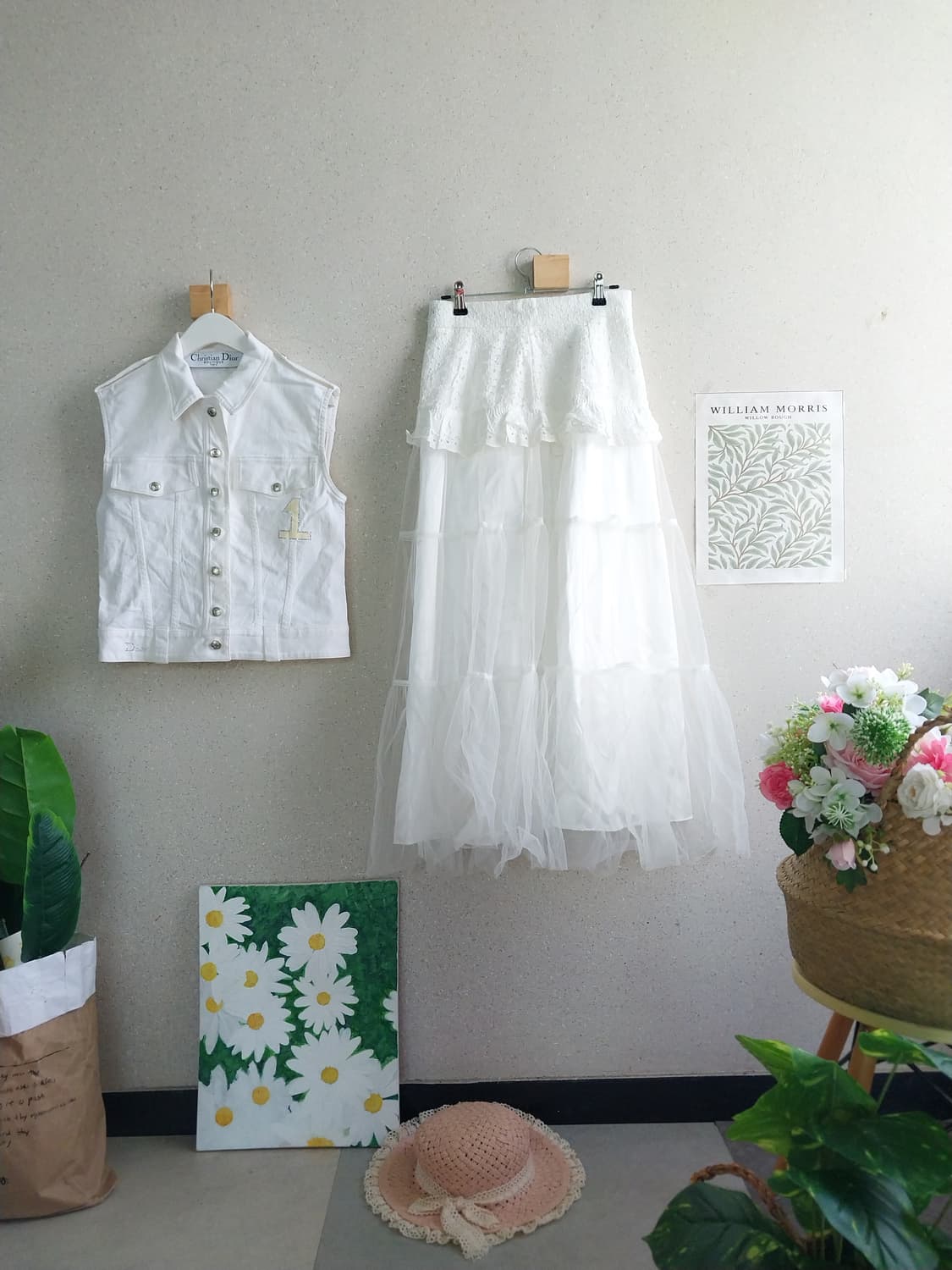 크리스챤디올 데님 조끼36+샤스커트 S 상품이미지1