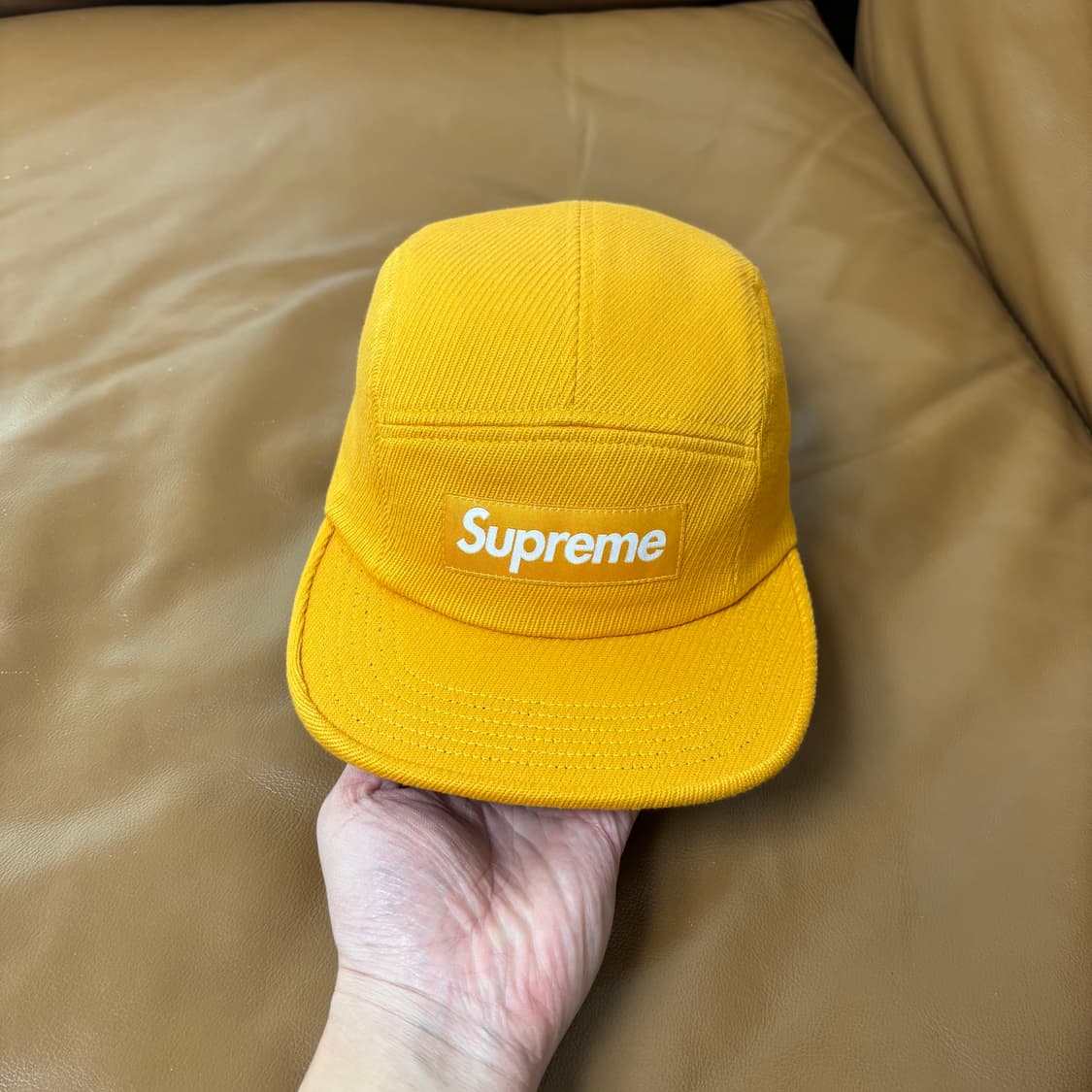 슈프림 캠프캡 모자 박스로고 머스타드 상품이미지2