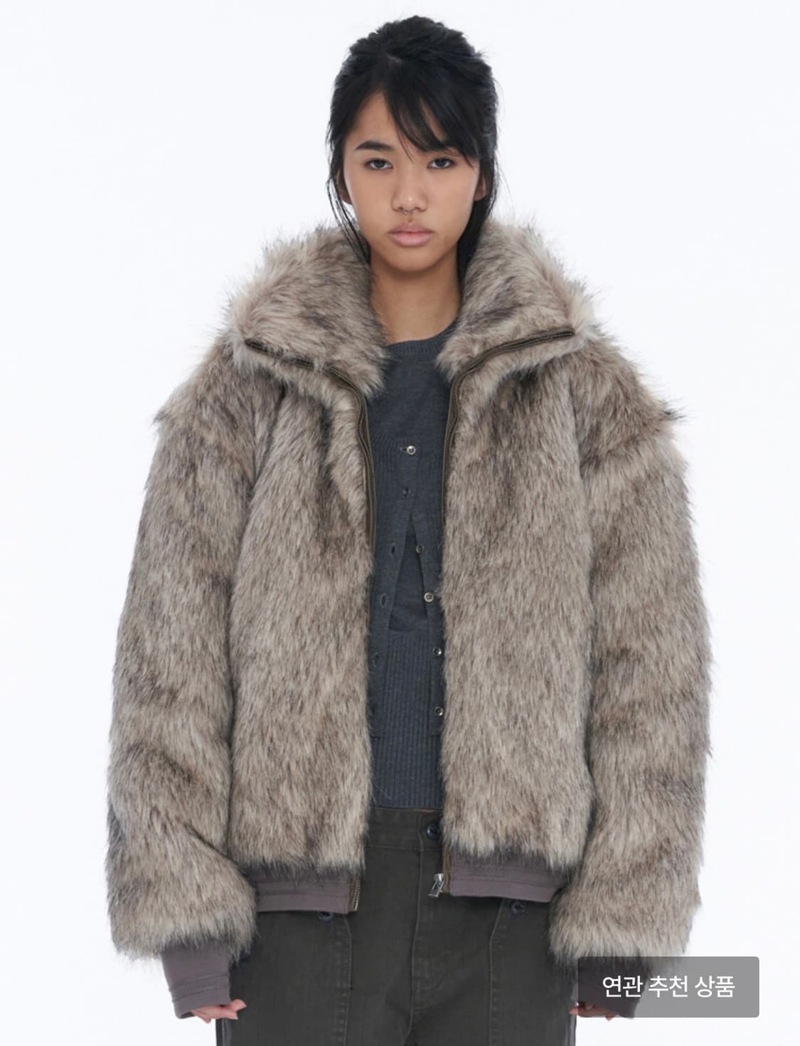 웰빙익스프레스 퍼자켓 그레이 S 25FW 상품이미지1