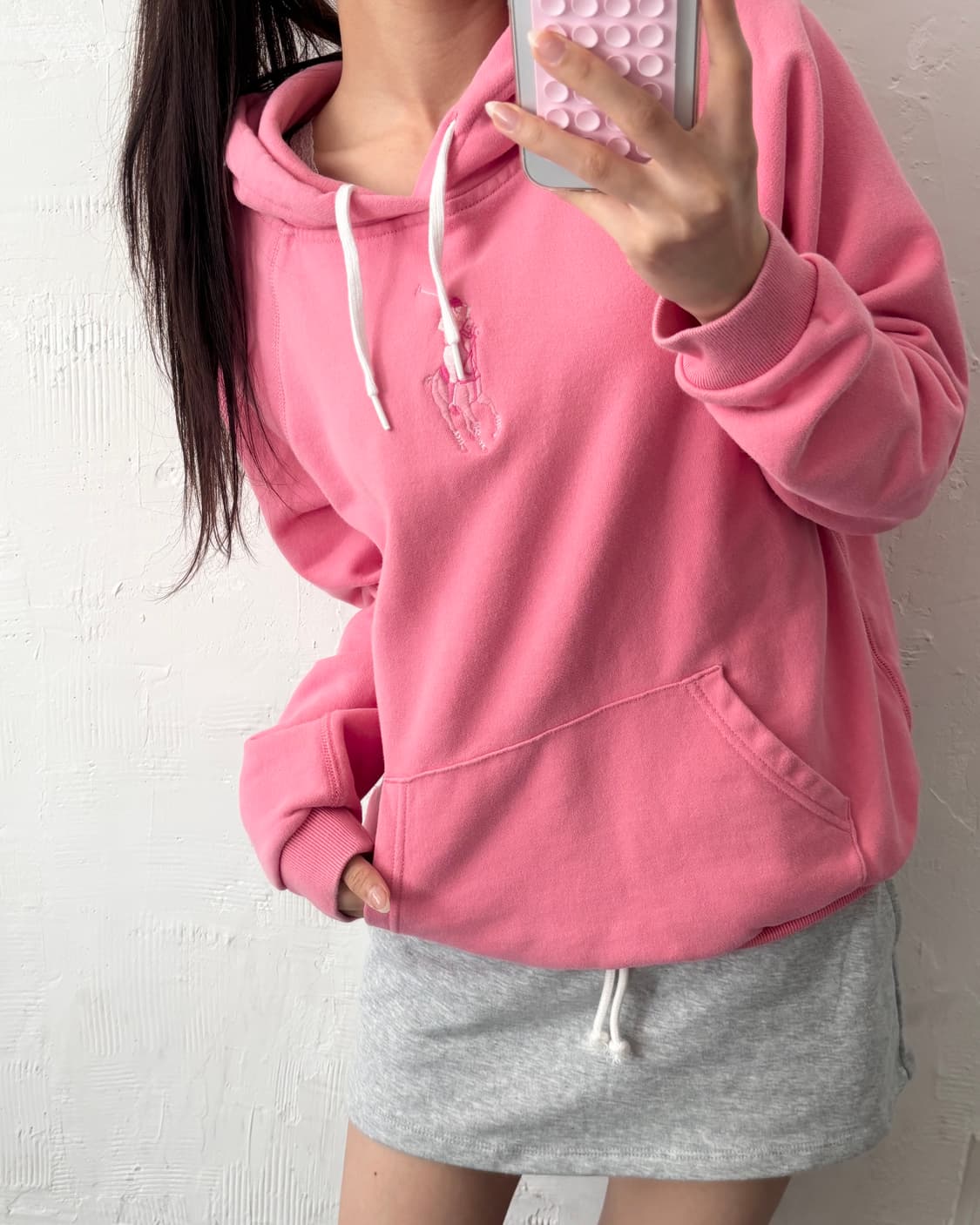 Polo 폴로 랄프로렌 QR신형 빅포니 핑크컬러 후드티 상품이미지2