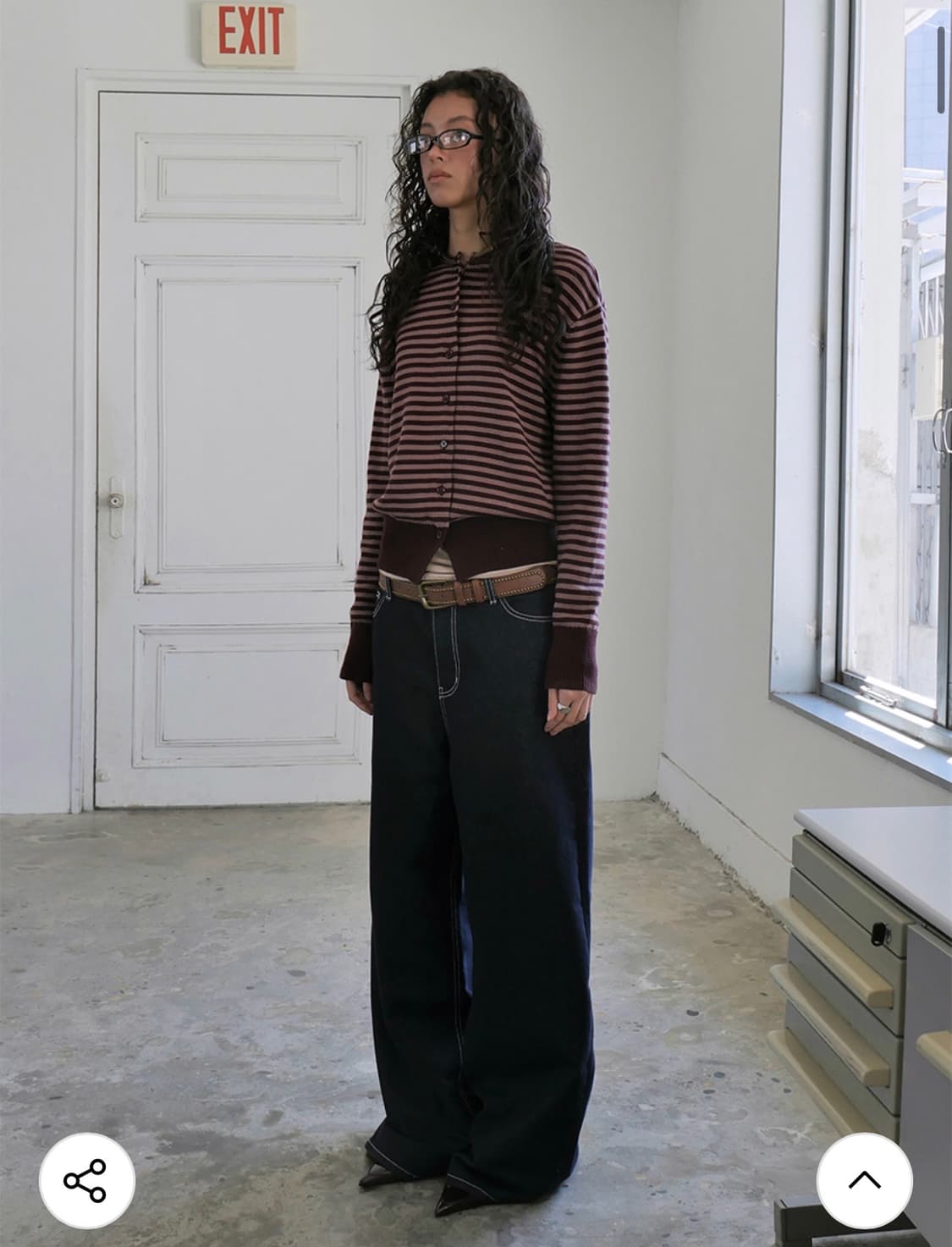 락케이크 Stripe Logo Knit Cardigan - Burgund 상품이미지2