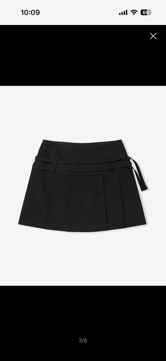 레더리 더블 스트랩 플리츠 미니 스커트 블랙 S 상품이미지1