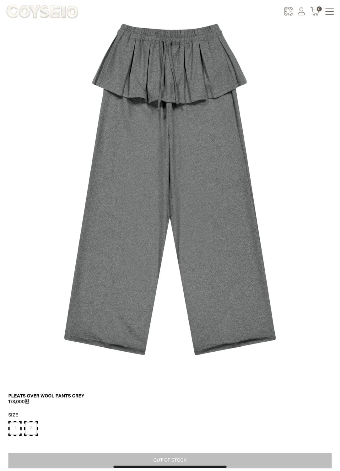 코이세이오 PLEATS OVER WOOL PANTS  플리츠 와이드 팬츠 상품이미지2