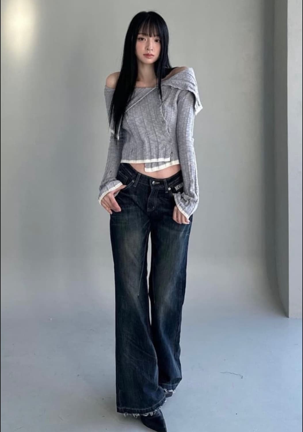 뉴얼린 데미지 빈티지 오프숄더 상품이미지1