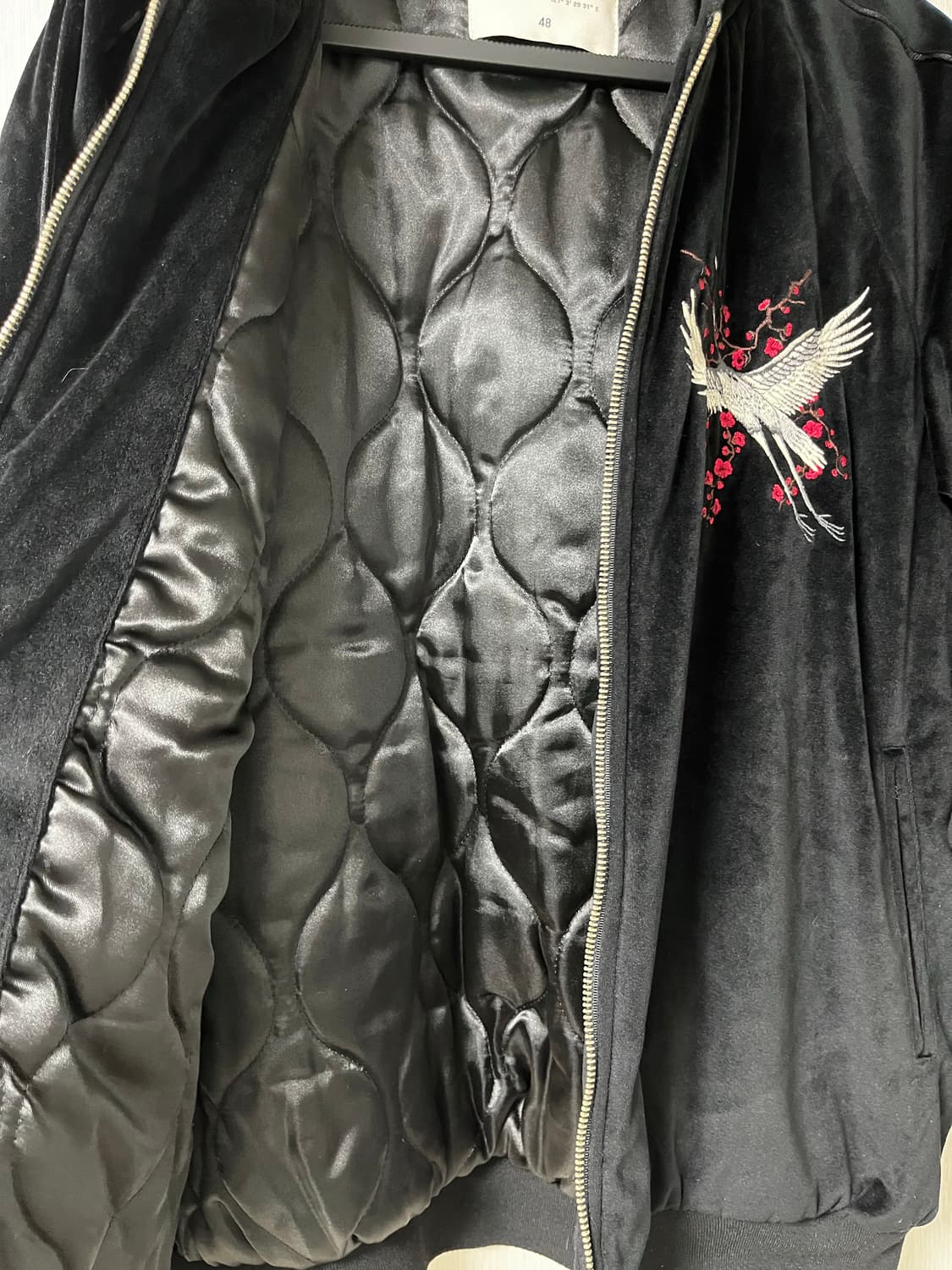 언더에어(UNDERAIR) 학 자수 벨벳 스카챤 점퍼 48(XL) 상품이미지5