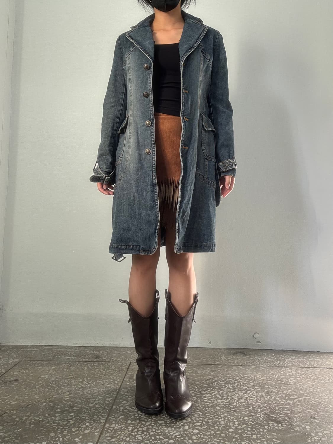 웨스턴 크롭 롱코트 상품이미지5