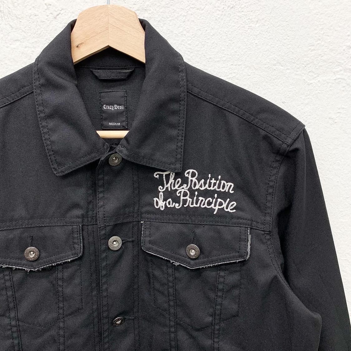 크레이지 데빌 블랙 레터링자수 워크 자켓 상품이미지3