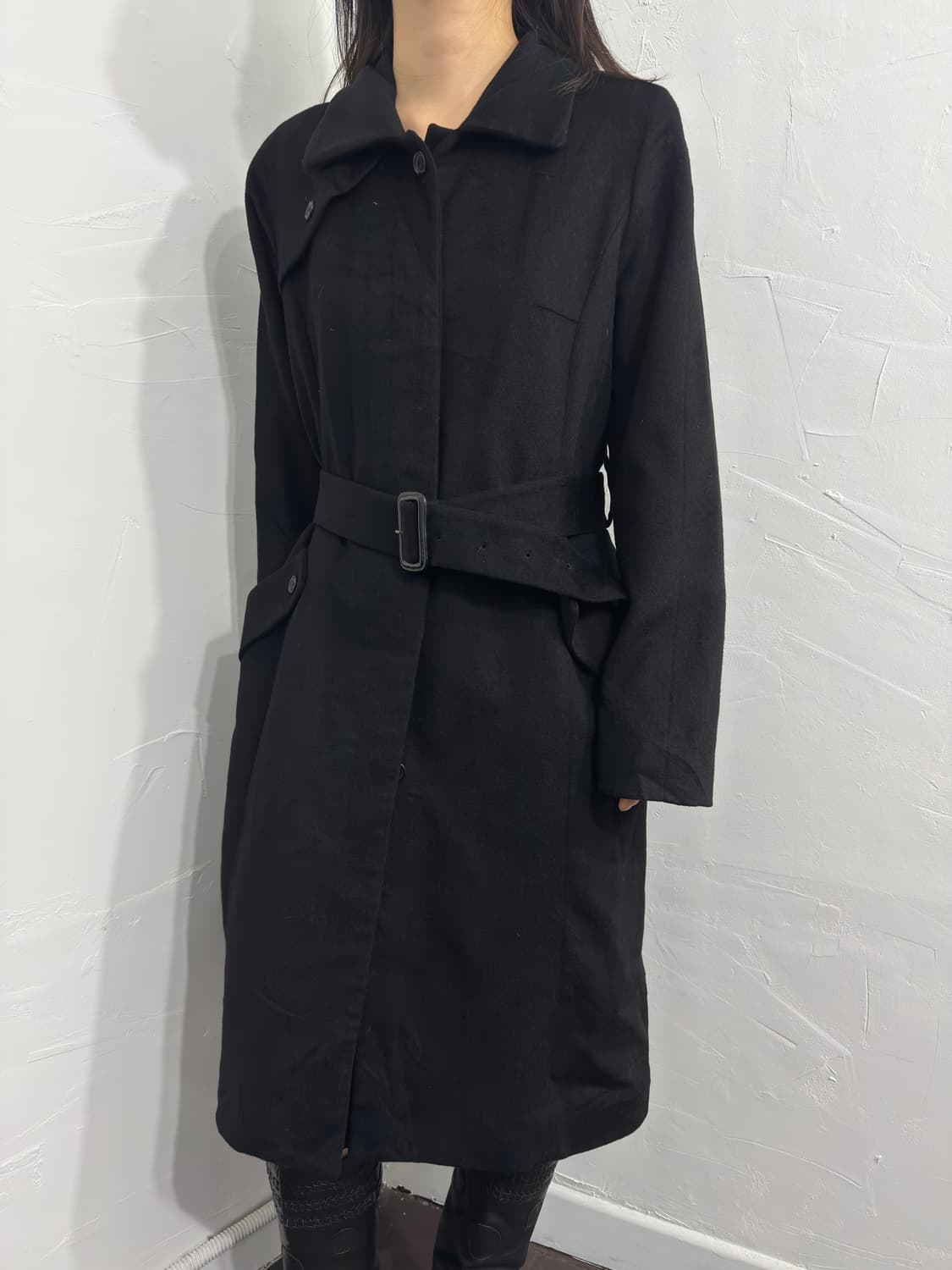 chrome belt cashmere long coat 상품이미지5