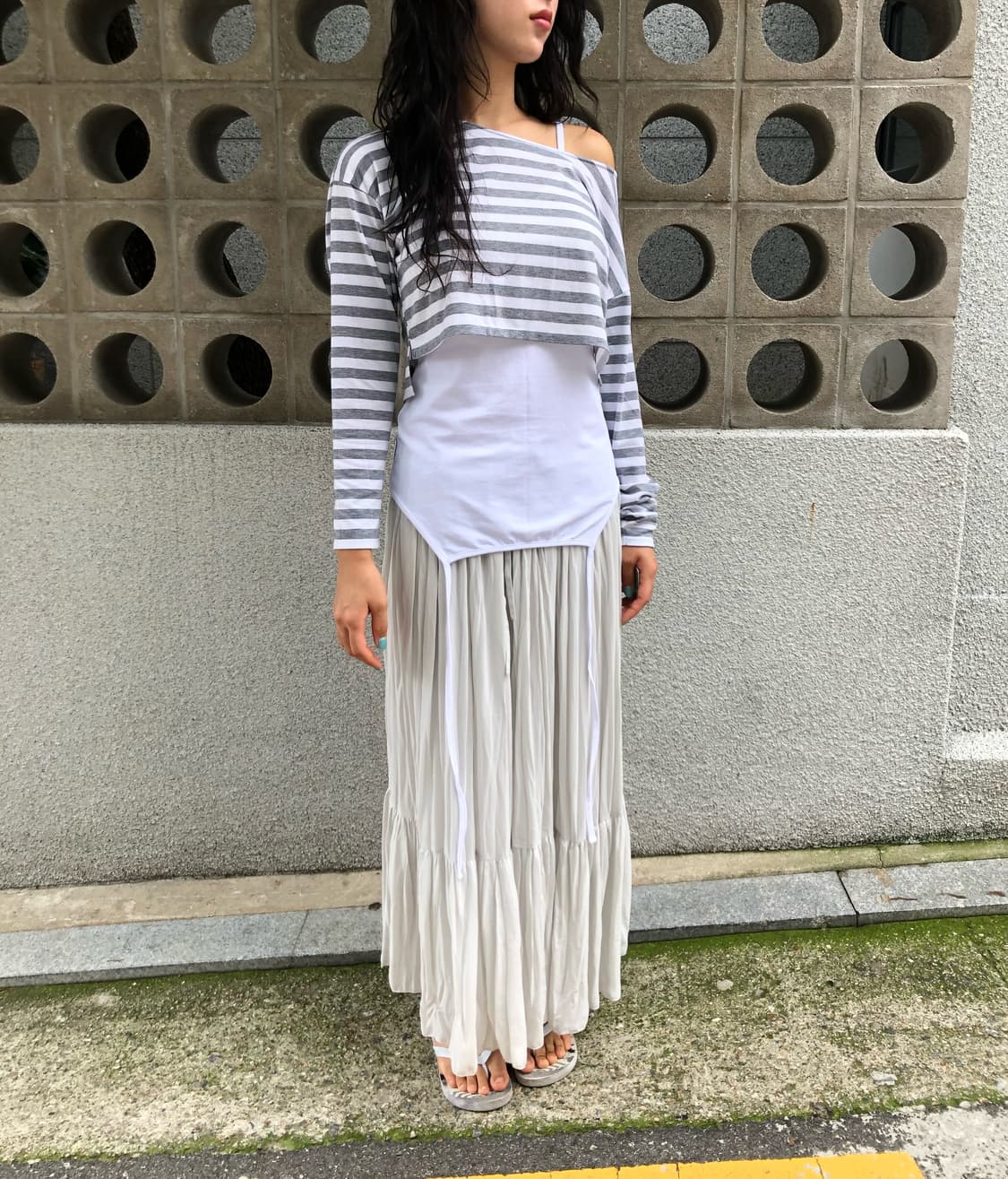 JPN 아메리칸홀릭 모리걸 셔링 플리츠 롱스커트 상품이미지2